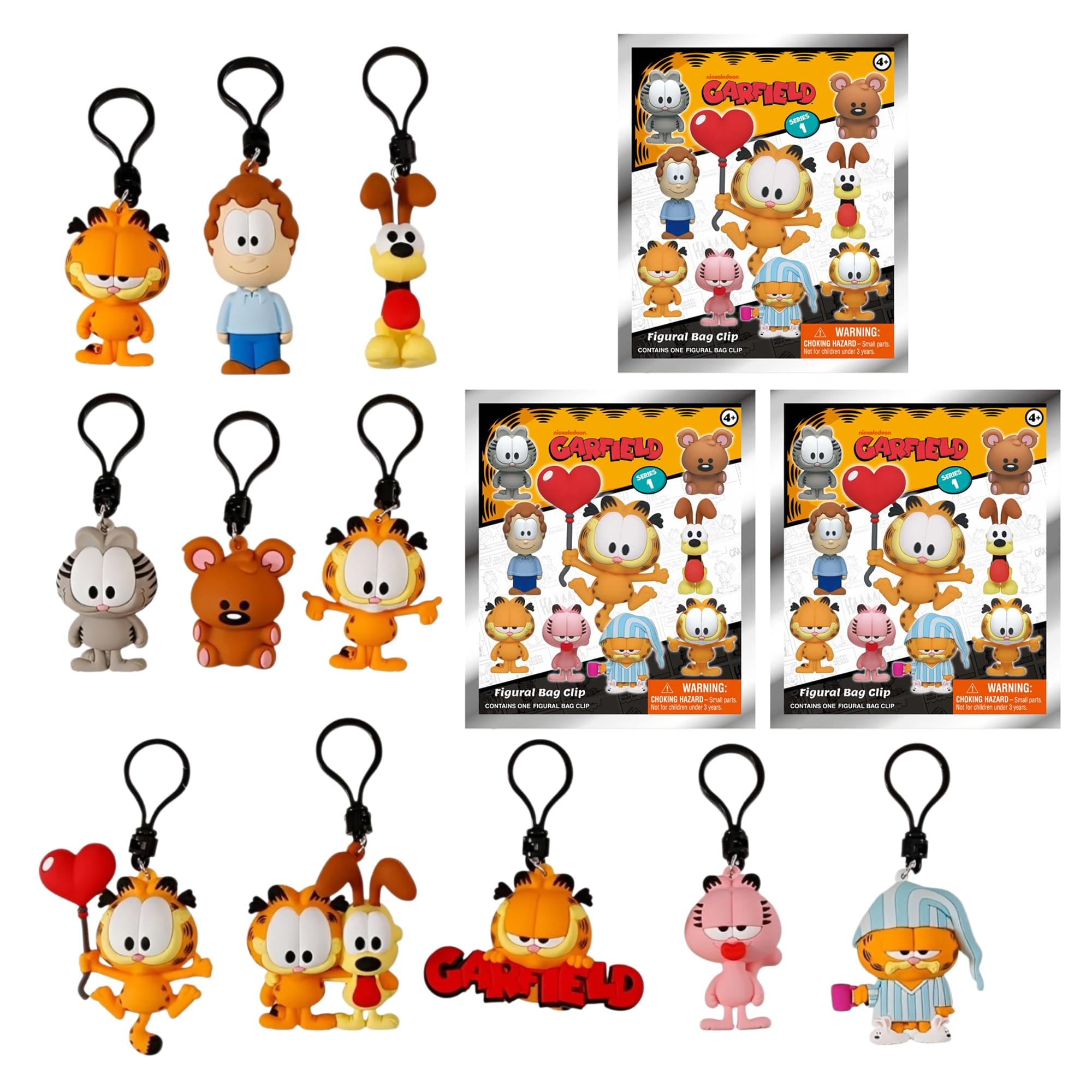 Garfield Series 1 Blind Bag 3D Foam Bag Clip | 3 Random