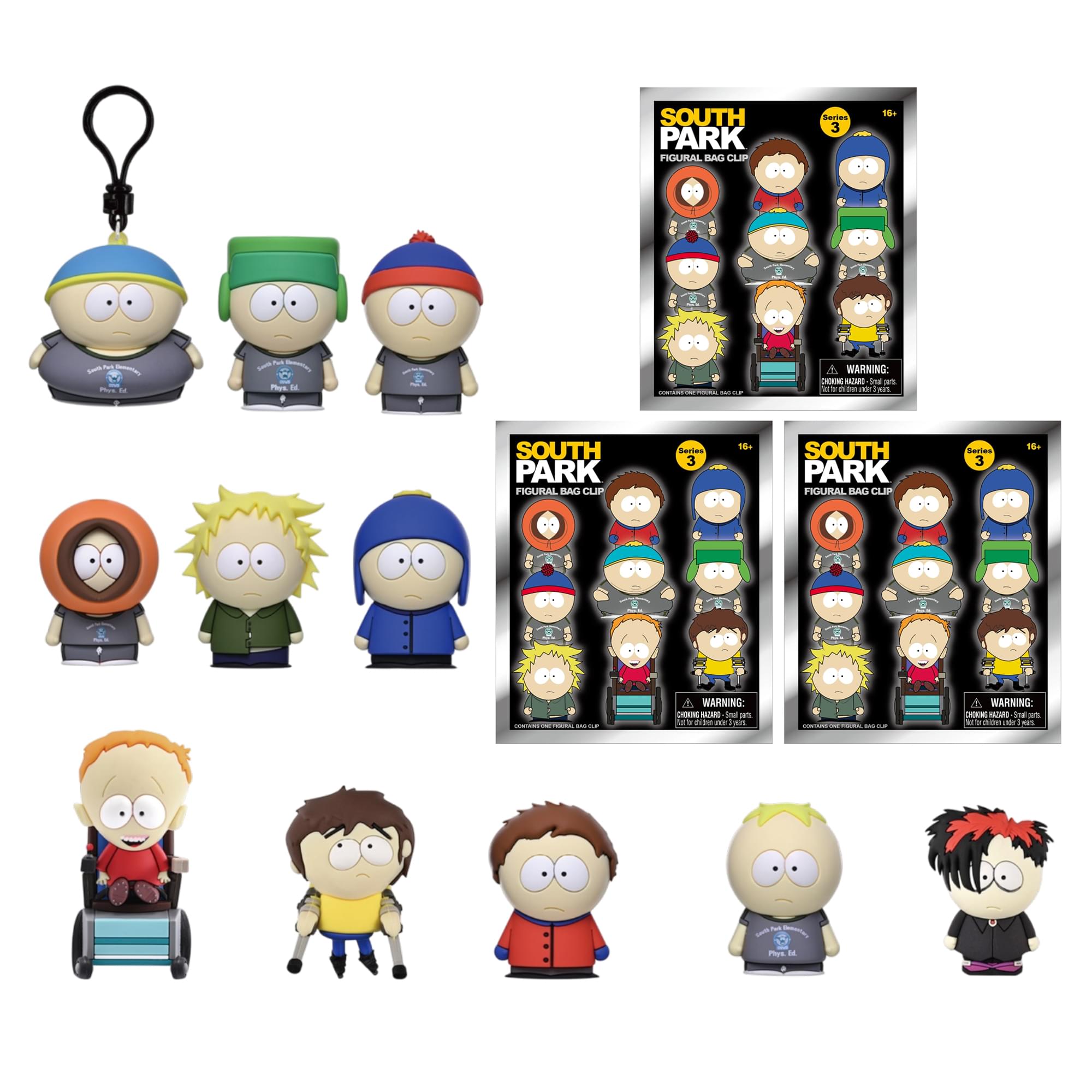 South Park Series 3 Blind Bag 3D Foam Bag Clips | 3 Random