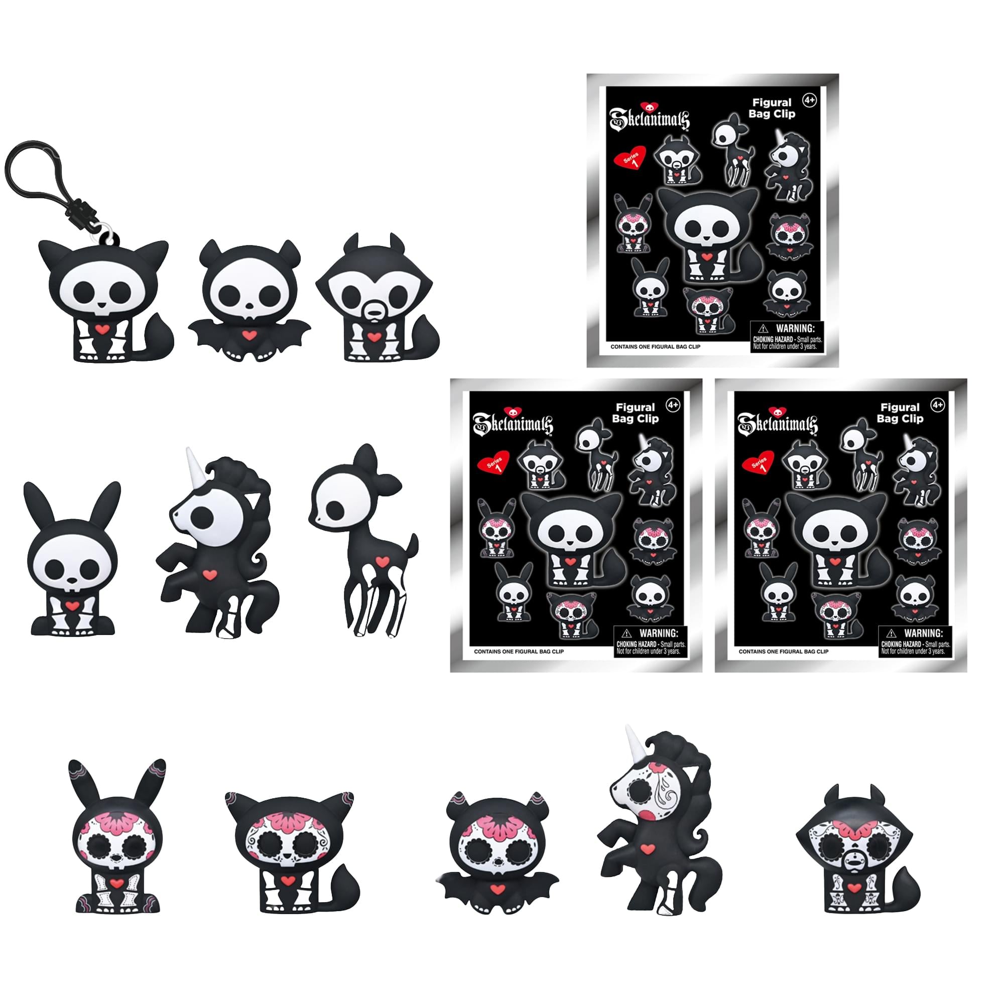 Skelanimals Series 1 Blind Bag 3D Foam Bag Clip | 3 Random