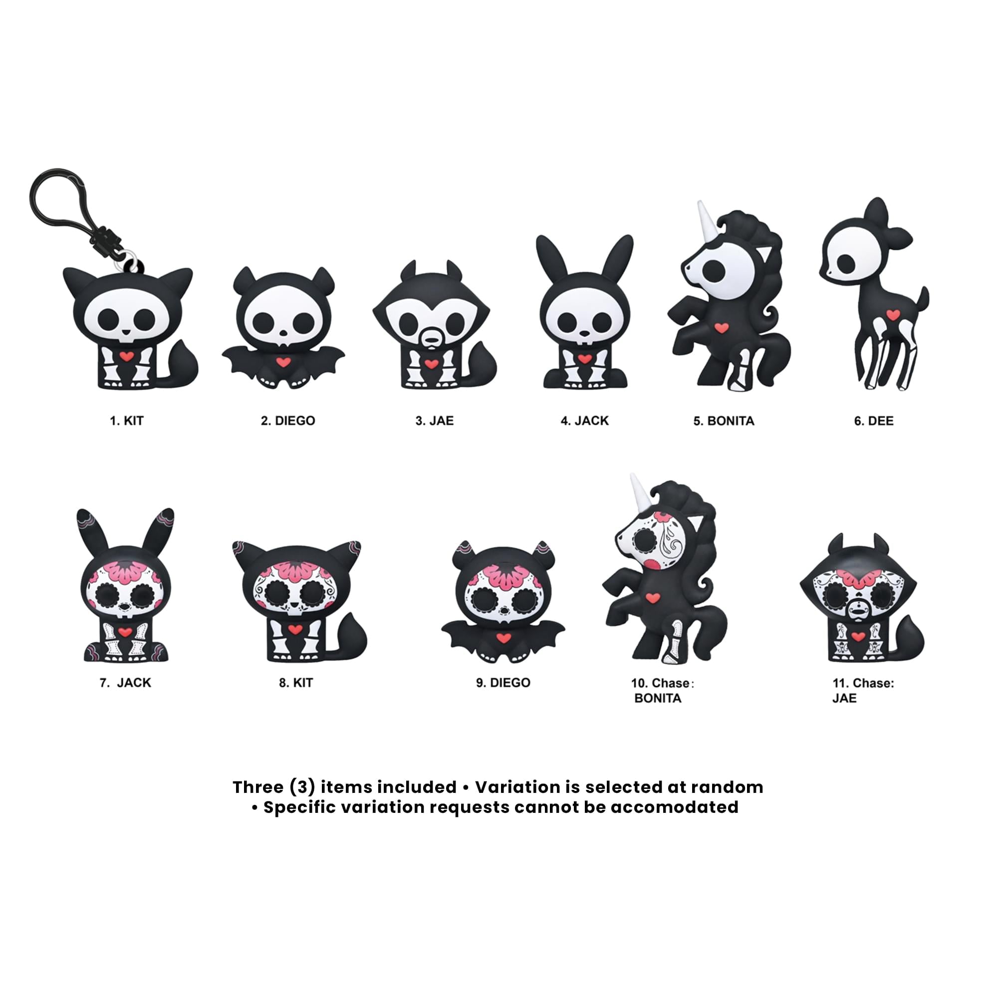 Skelanimals Series 1 Blind Bag 3D Foam Bag Clip | 3 Random