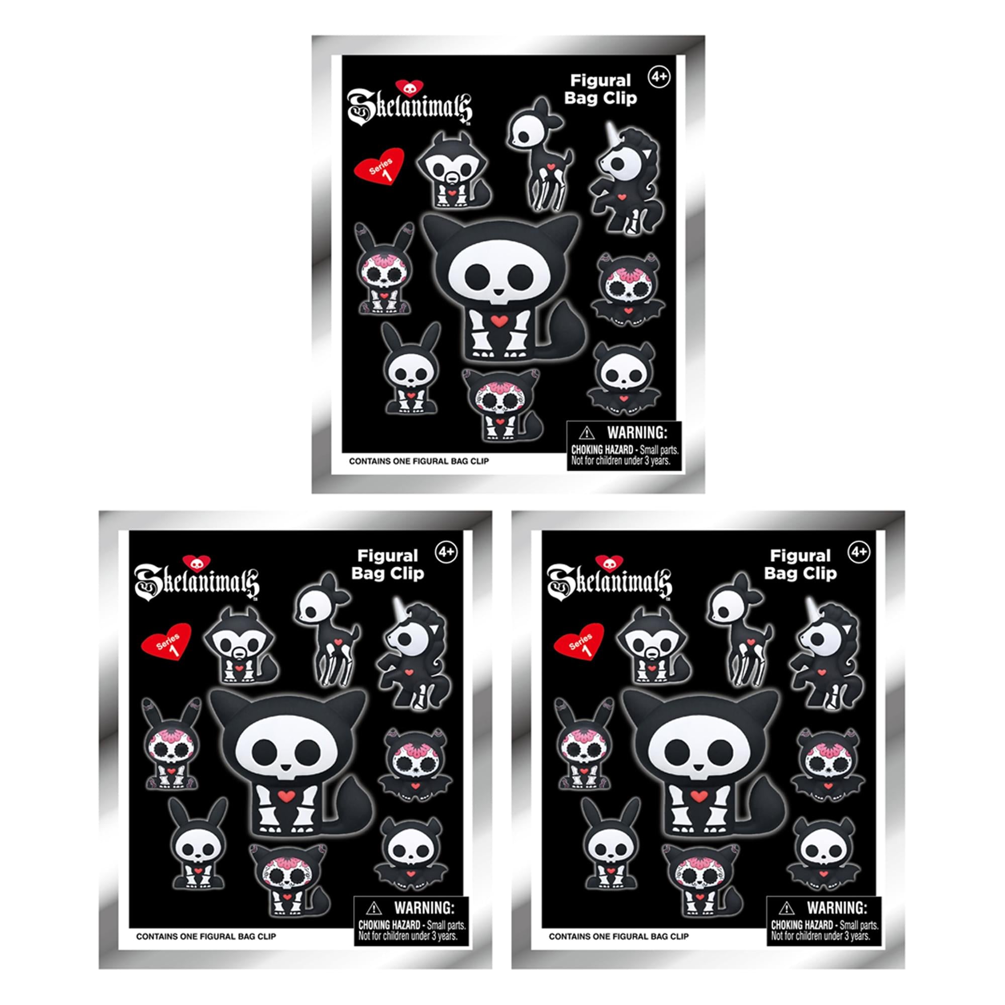 Skelanimals Series 1 Blind Bag 3D Foam Bag Clip | 3 Random