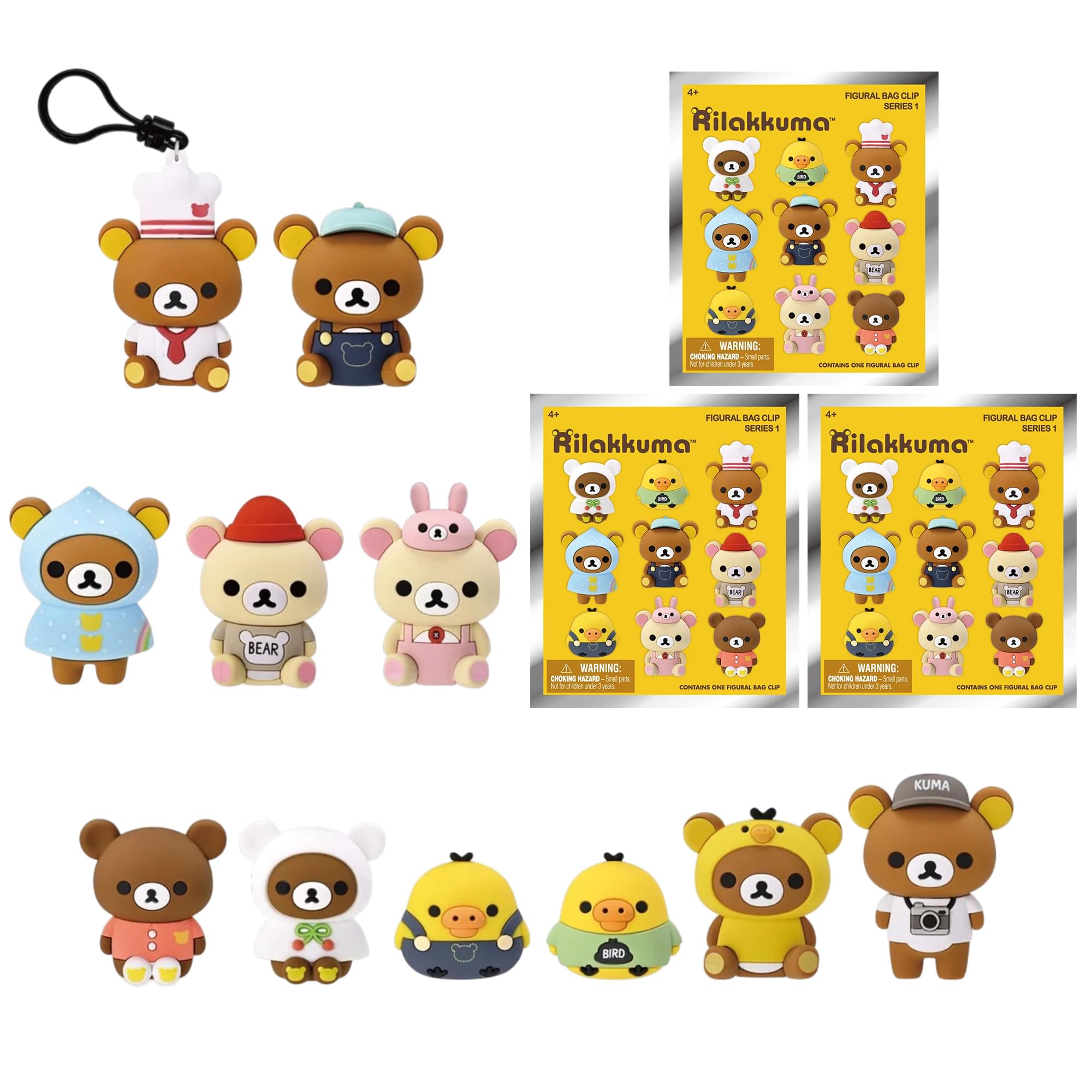 Rilakkuma Series 1 Blind Bag 3D Foam Bag Clips | 3 Random