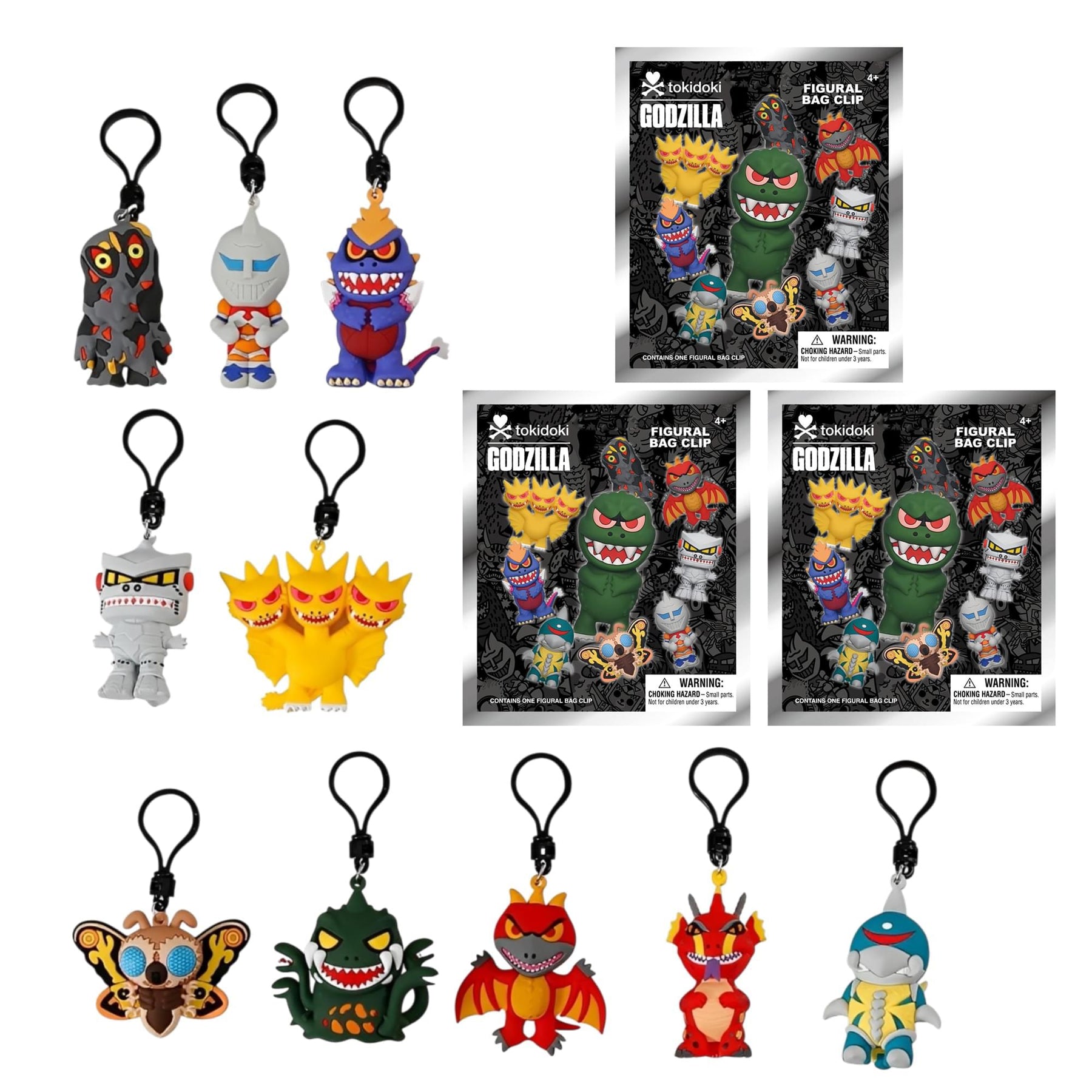 Tokidoki X Godzilla Blind Bag 3D Foam Bag Clip | Set Of 3