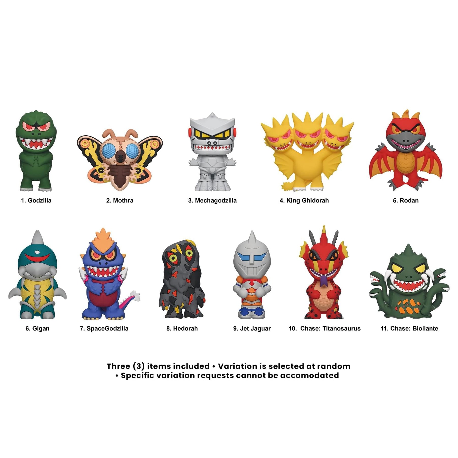 Tokidoki X Godzilla Blind Bag 3D Foam Bag Clip | Set Of 3