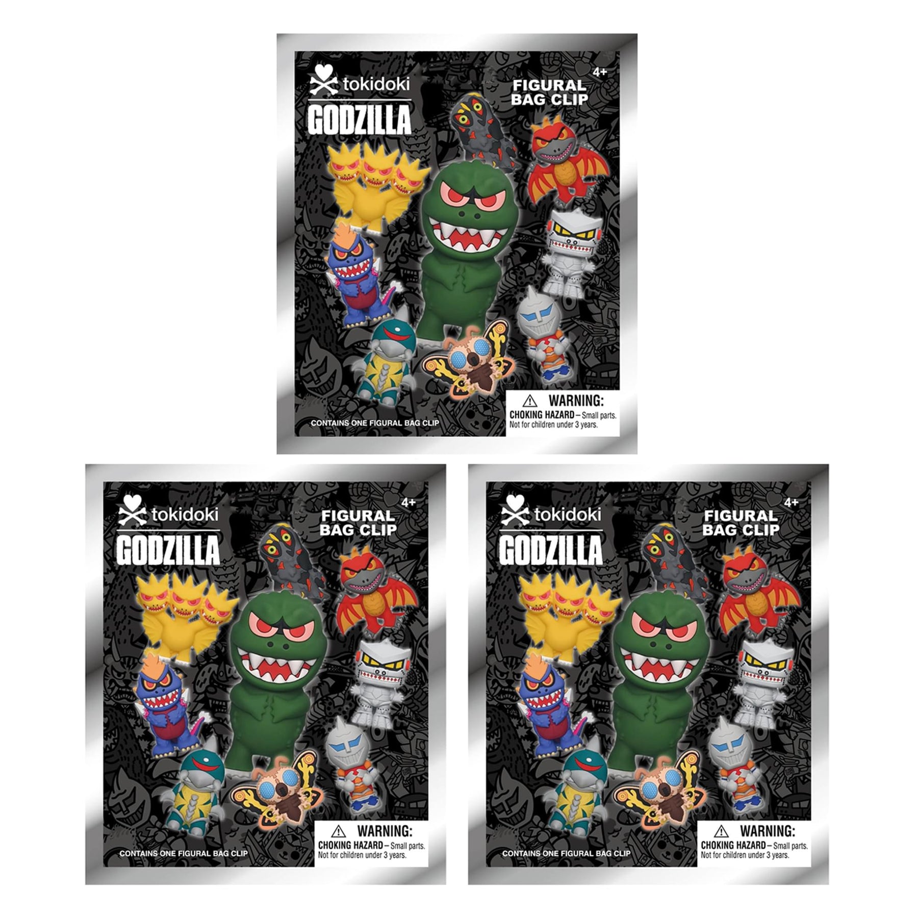 Tokidoki X Godzilla Blind Bag 3D Foam Bag Clip | Set Of 3