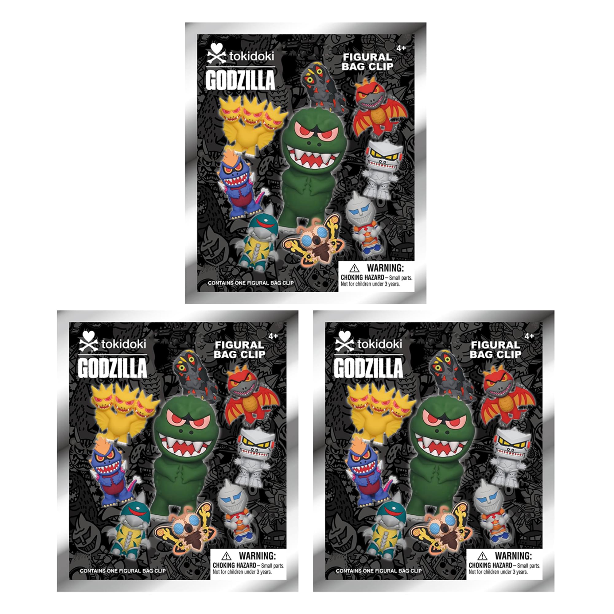 Tokidoki X Godzilla Blind Bag 3D Foam Bag Clip | Set Of 3