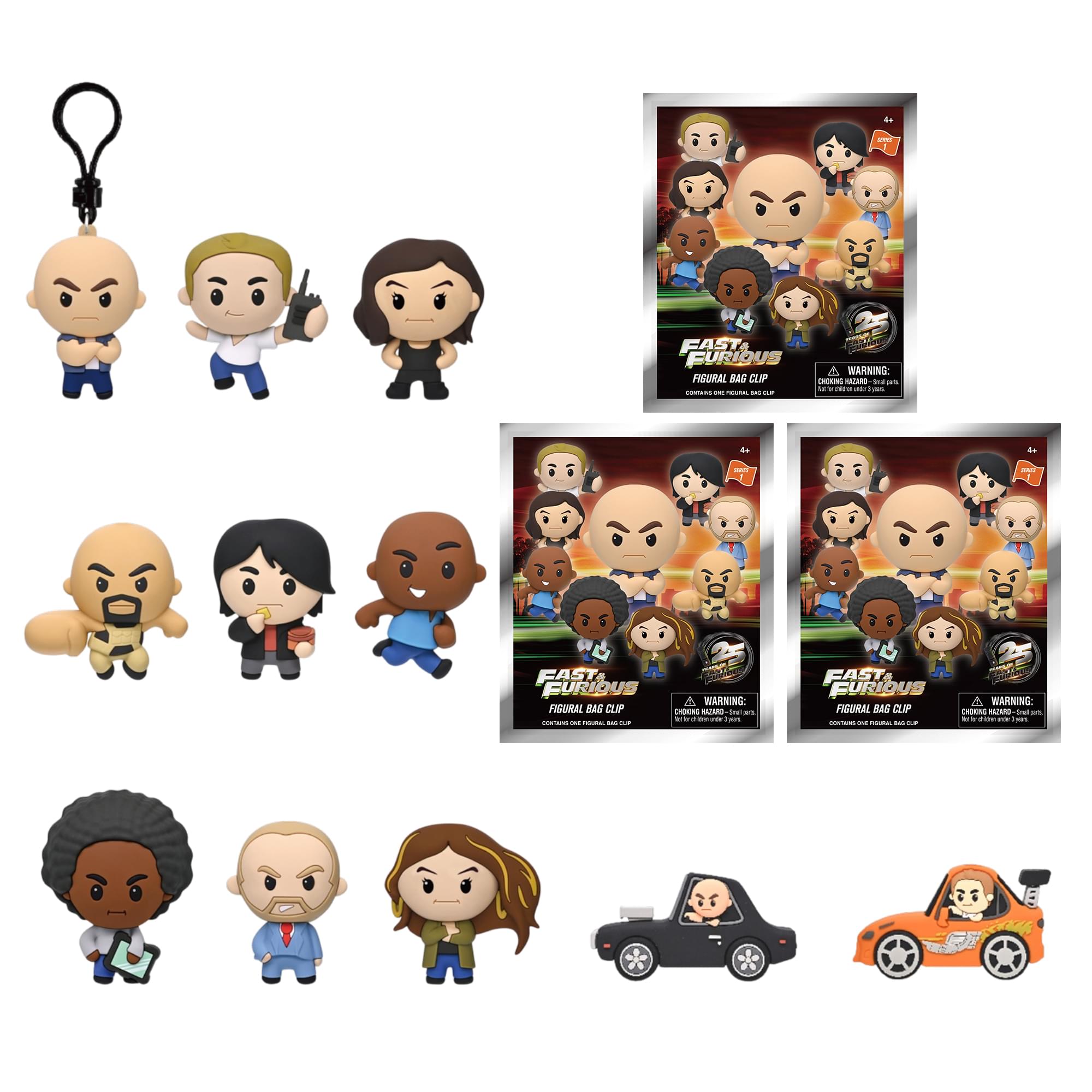 Fast & Furious Series 1 Blind Bag 3D Foam Bag Clips | 3 Random