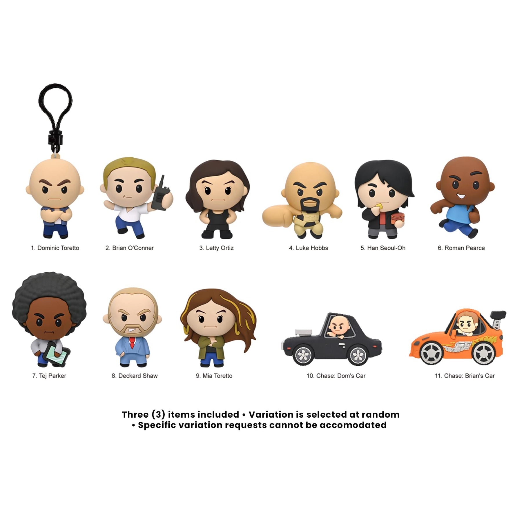 Fast & Furious Series 1 Blind Bag 3D Foam Bag Clips | 3 Random