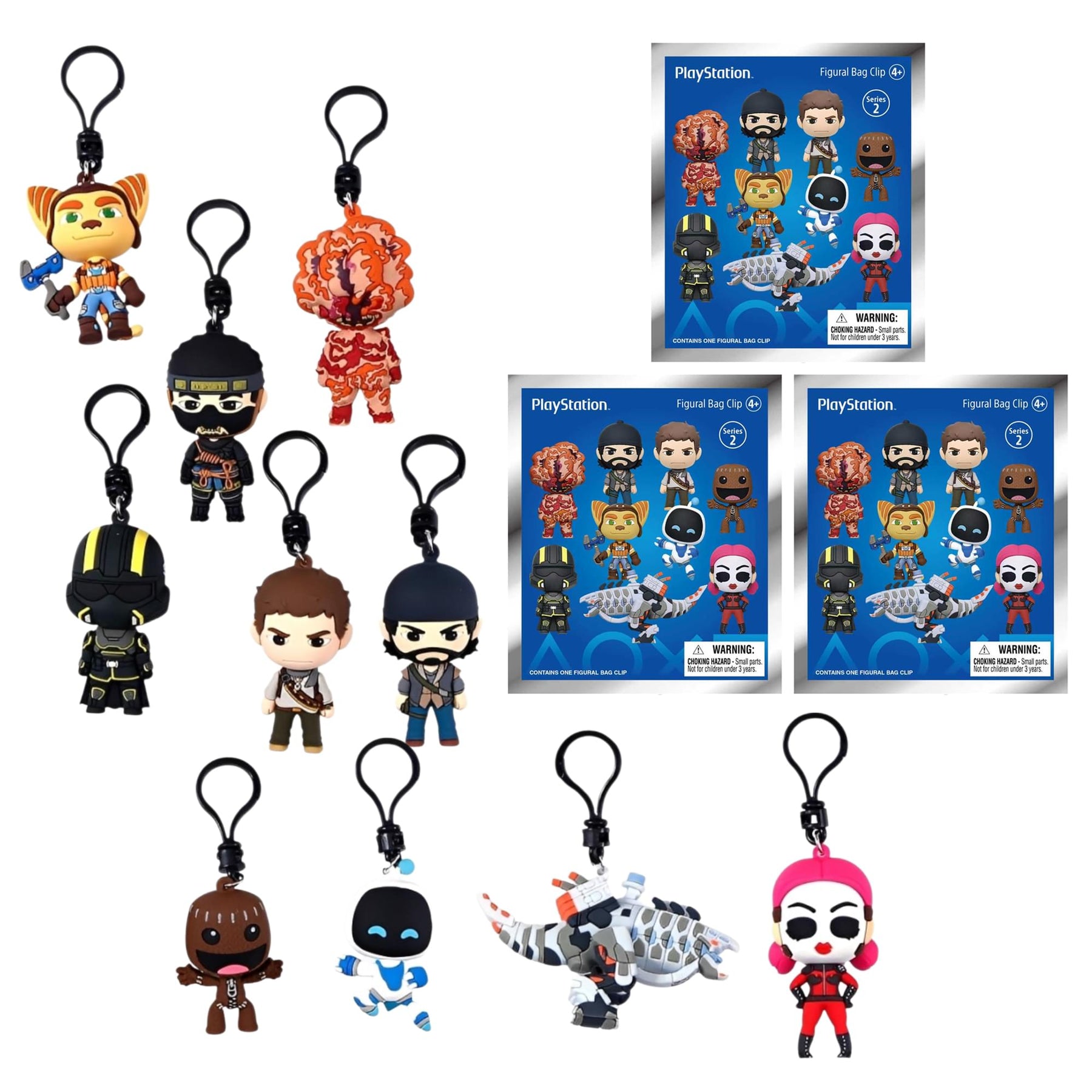 PlayStation Series 2 Blind Bag 3D Foam Bag Clip | 3 Random