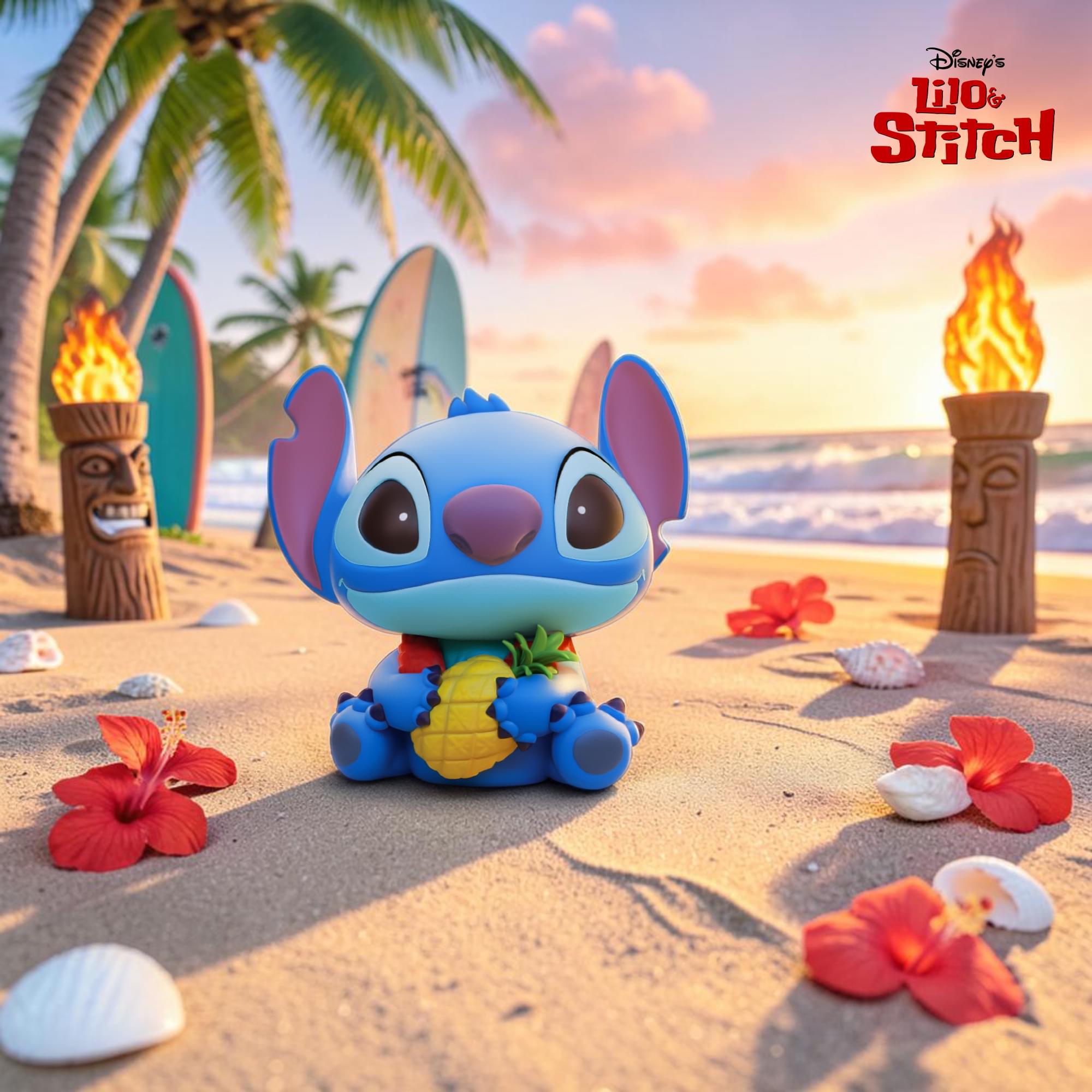 Disney Lilo & Stitch Stitch with Pineapple 8-Inch PVC Figural Bank