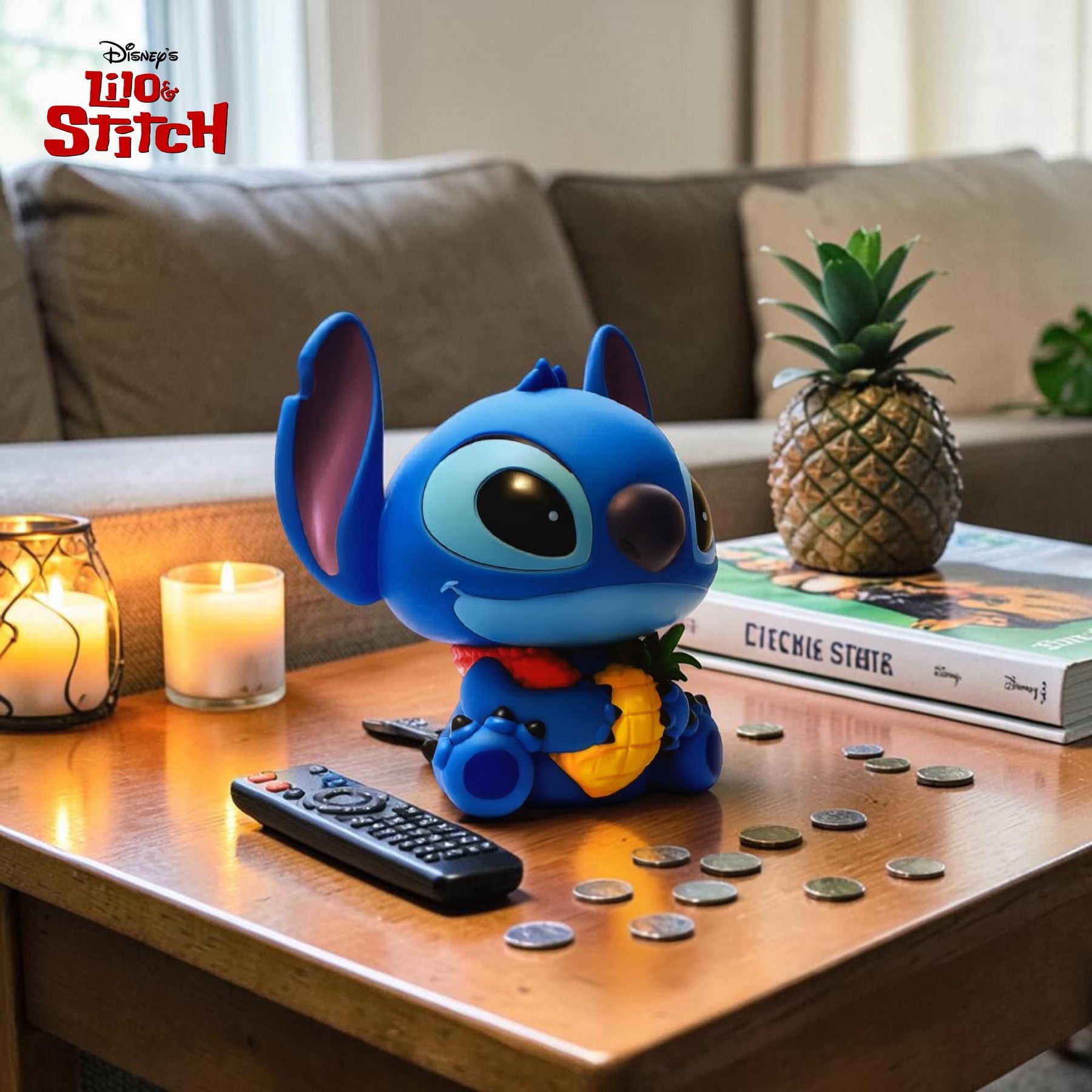 Disney Lilo & Stitch Stitch with Pineapple 8-Inch PVC Figural Bank