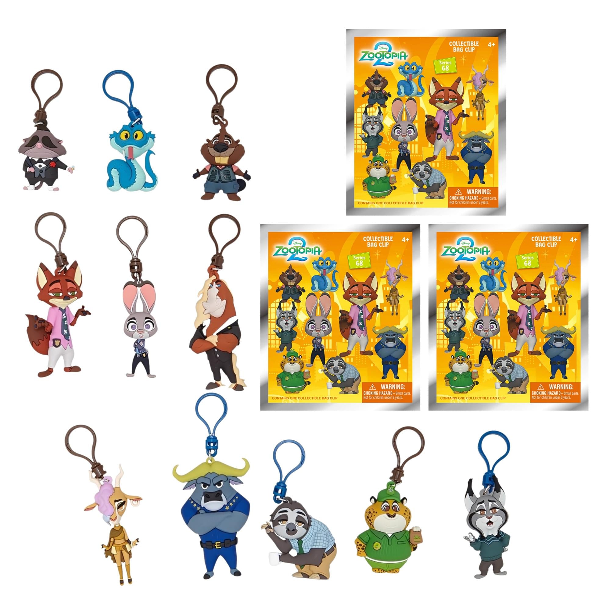 Disney Zootopia 2 Series 68 Blind Bag 3D Foam Bag Clip | 3 Random