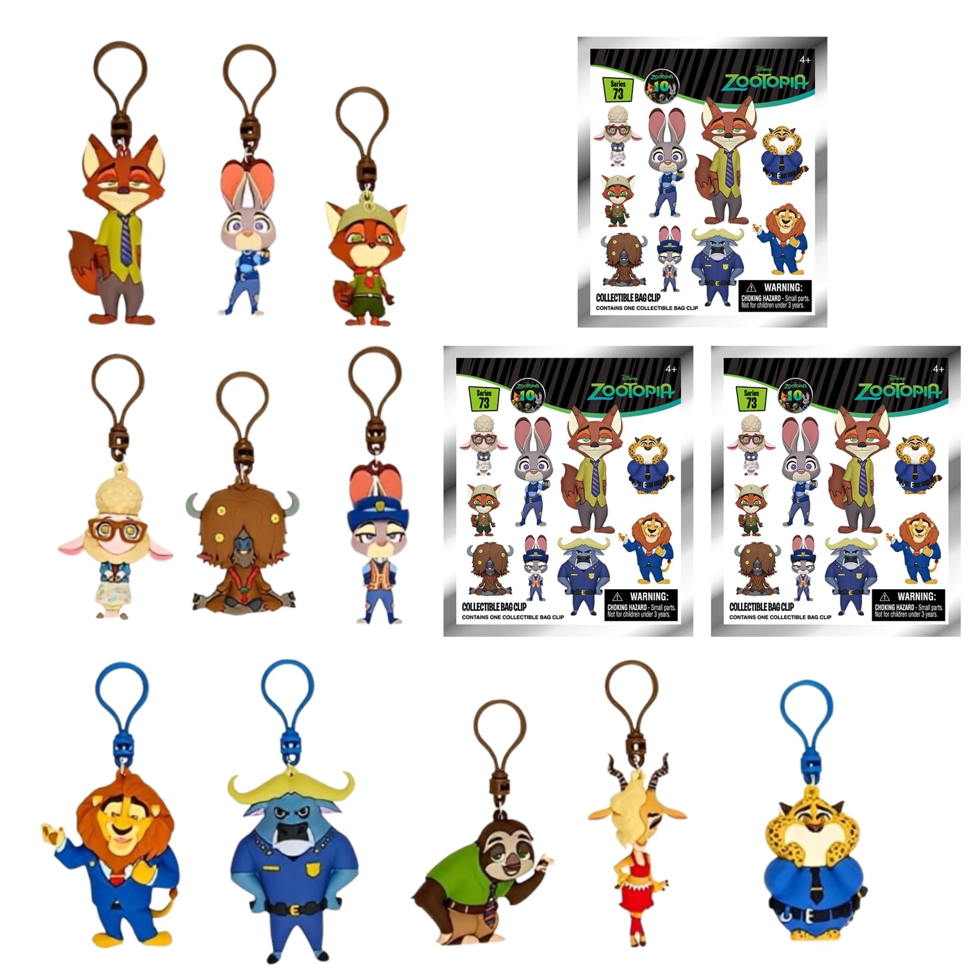 Disney Zootopia Series 73 Blind Bag 3D Foam Bag Clip | 3 Random