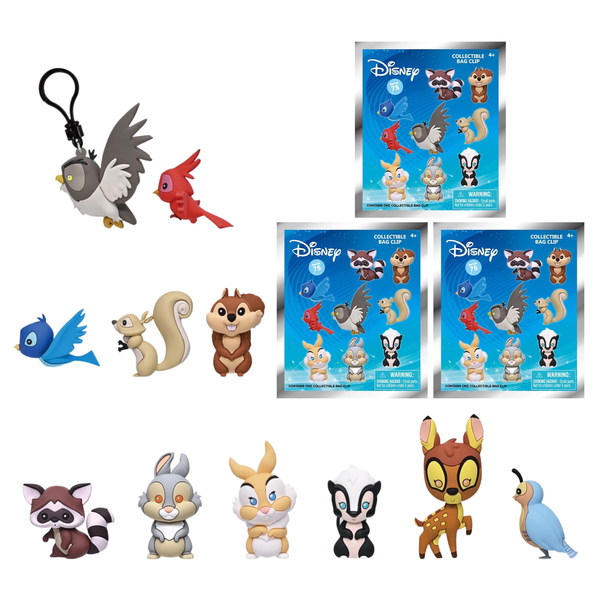 Disney Series 75 Woodland Characters Blind Bag 3D Foam Bag Clips | 3 Random