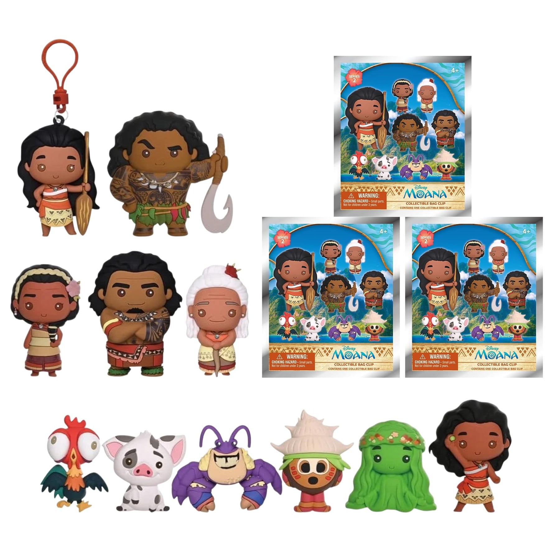 Disney Moana Series 2 Blind Bag 3D Foam Bag Clips | 3 Random