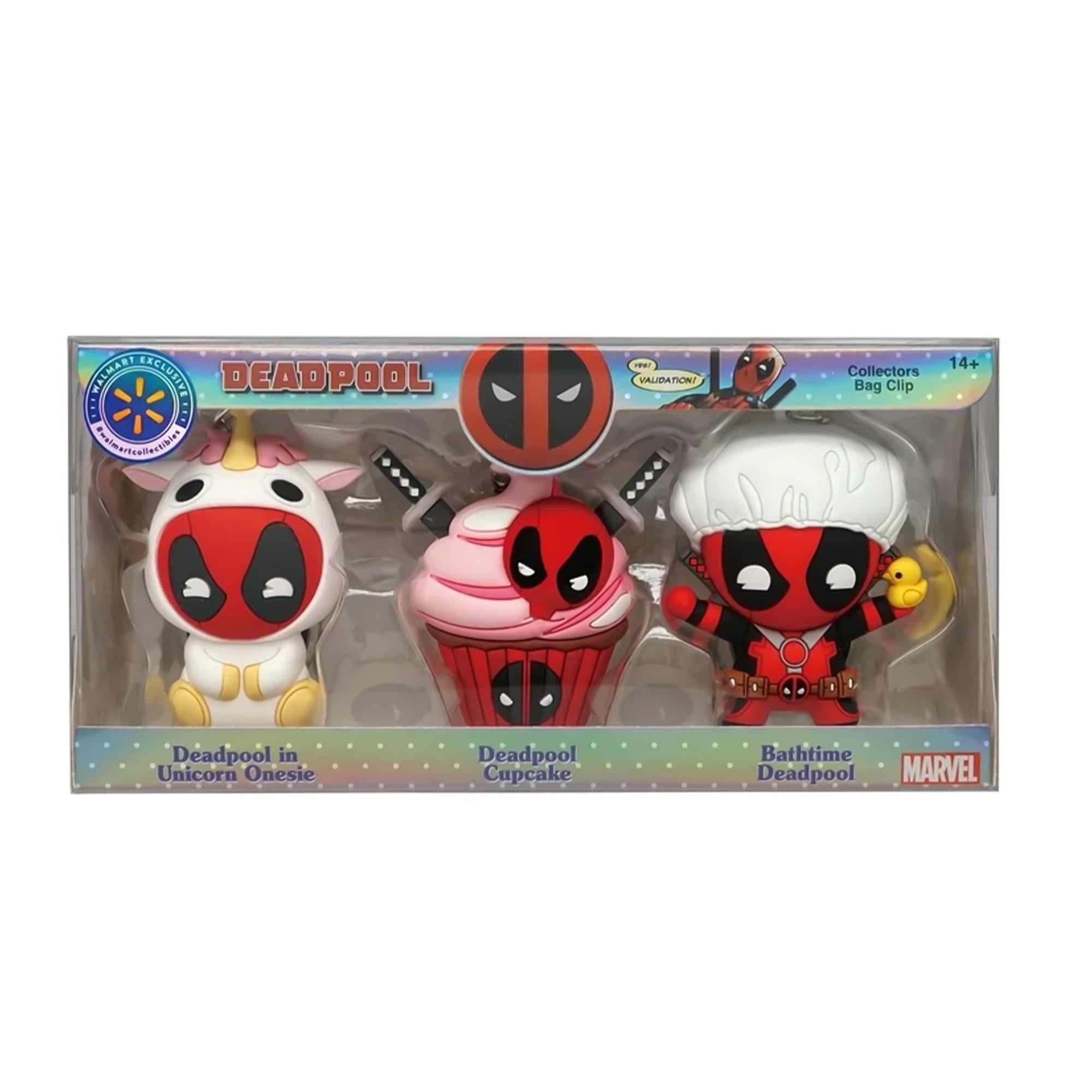 Marvel Deadpool 3D Foam Bag Clip Set | Unicorn, Cupcake, Bathtime