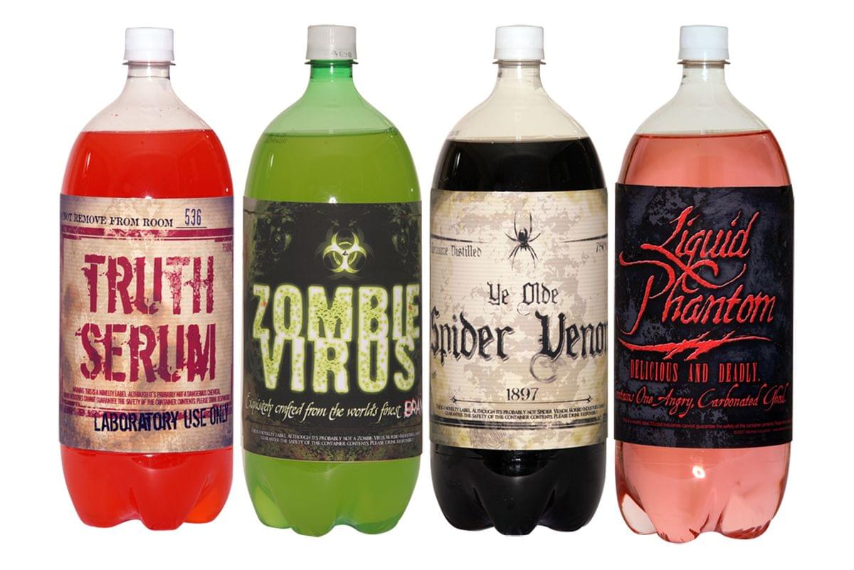 2 Liter Bottle Sticker Labels Halloween Party Prop