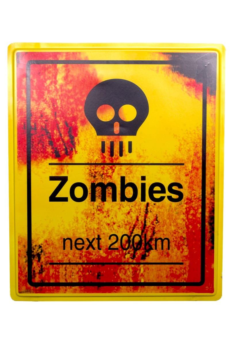 19 x 16" Zombies 200km Sign Halloween Prop Indoor & Outdoor