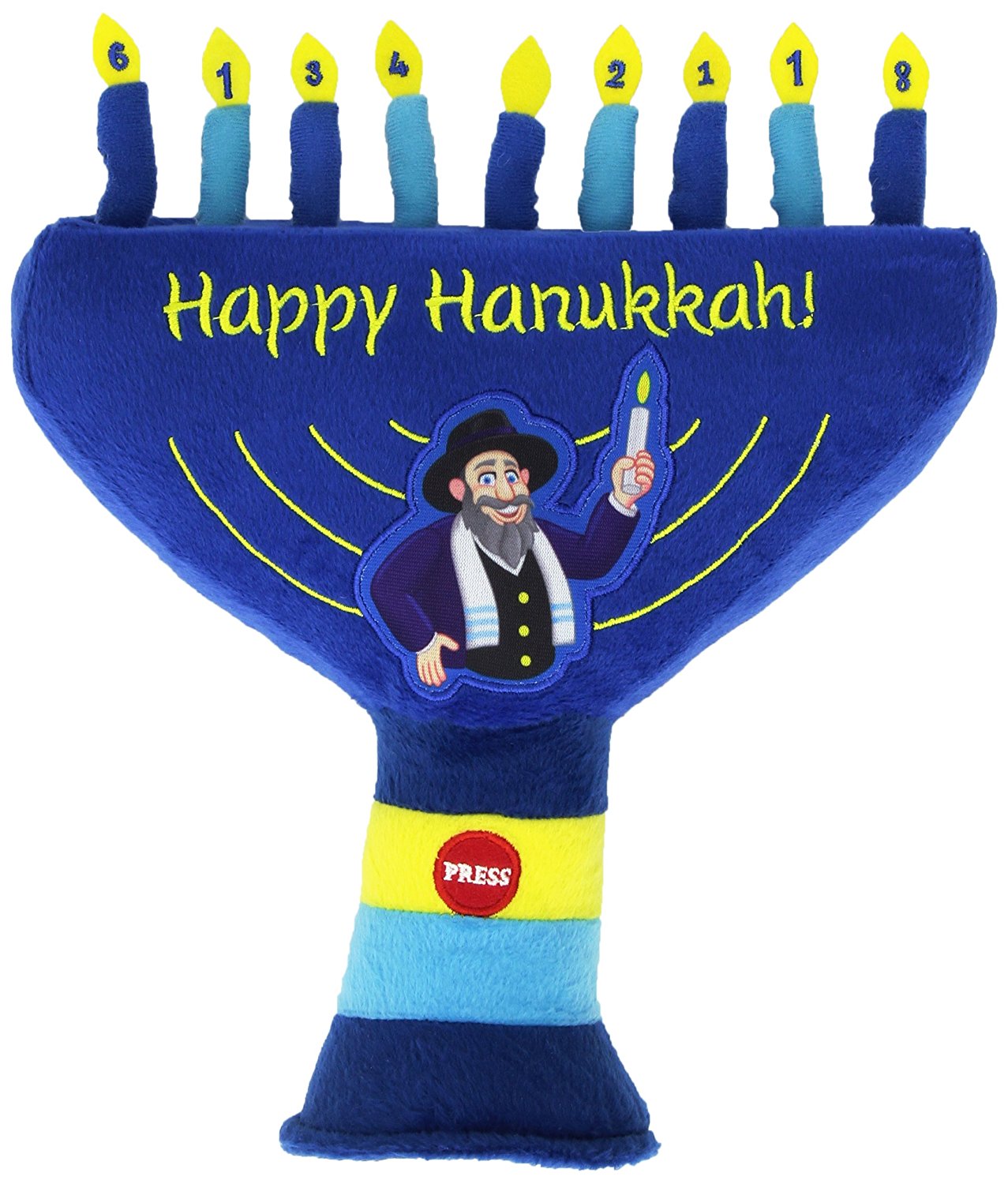 The Mensch on a Bench Hanukkah Plush Singing Menorah