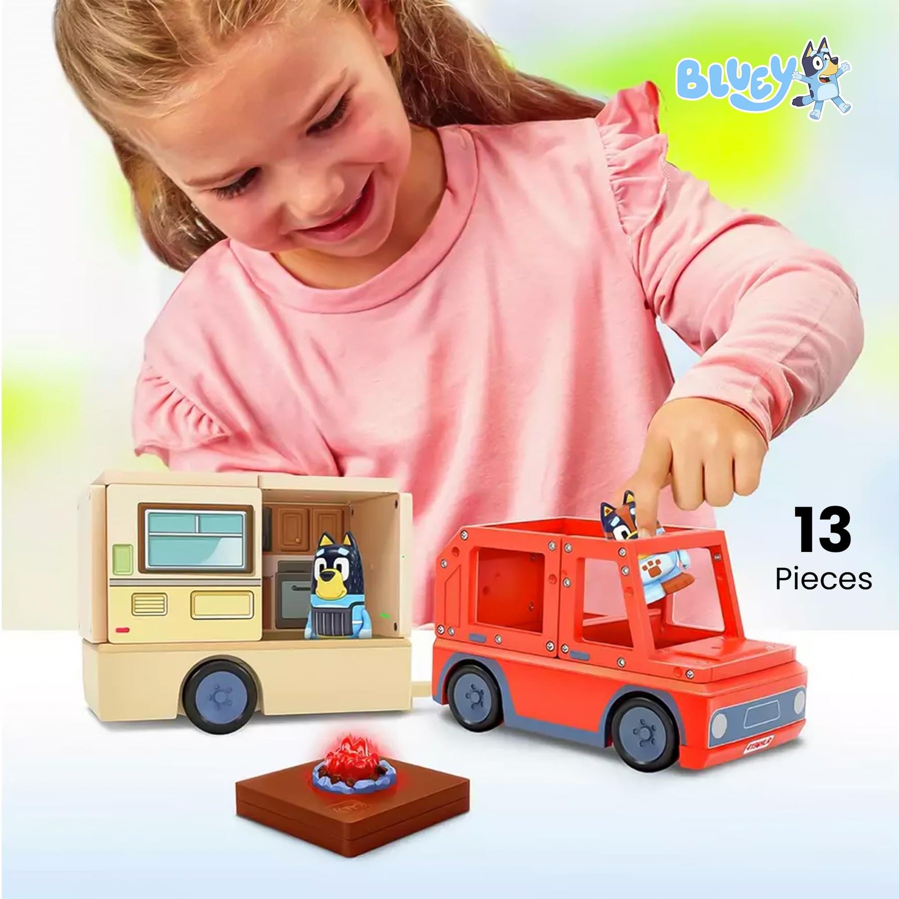 Bluey Heeler Camper Tile Town 13-Piece Magnetic Tile Playset