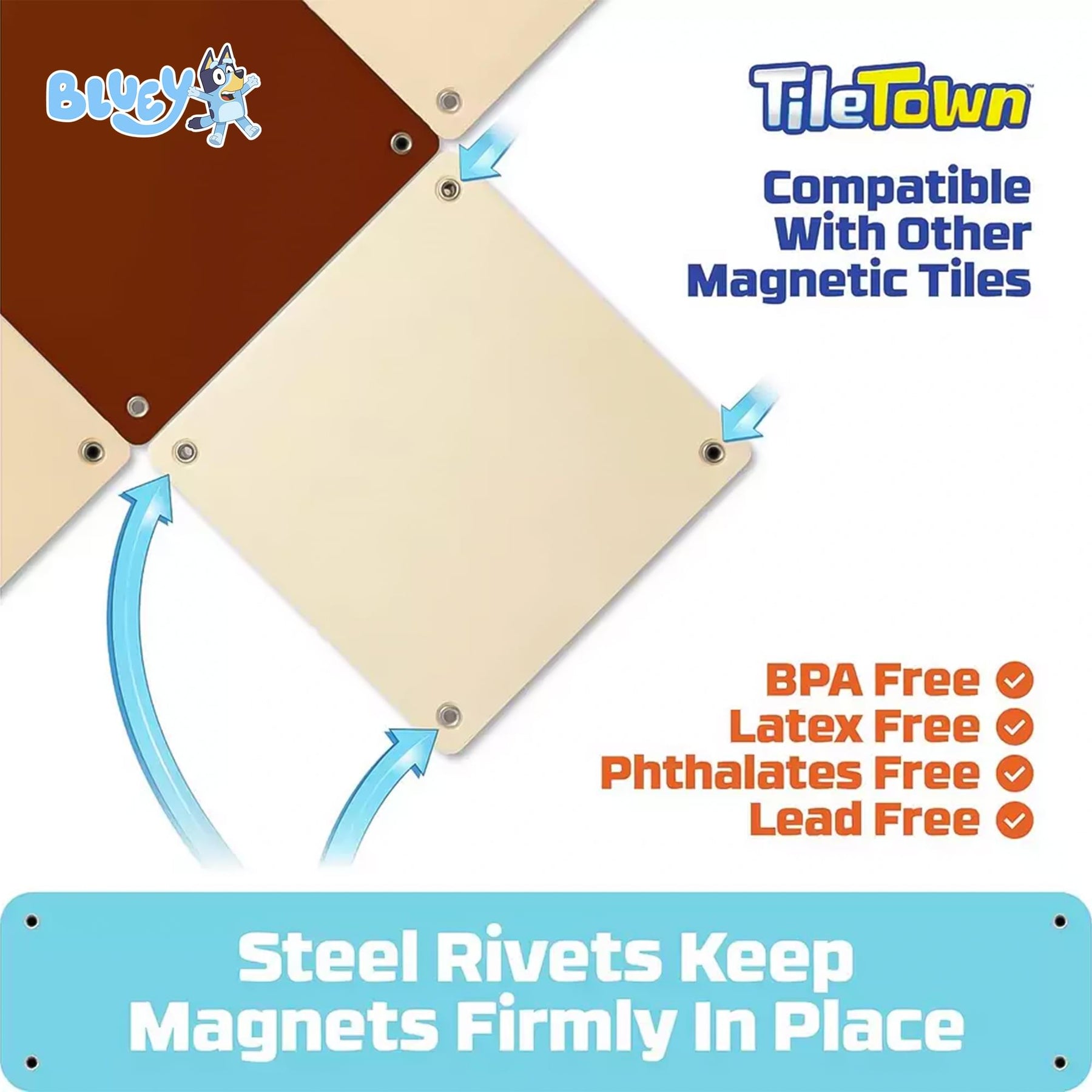 Bluey Heeler Camper Tile Town 13-Piece Magnetic Tile Playset