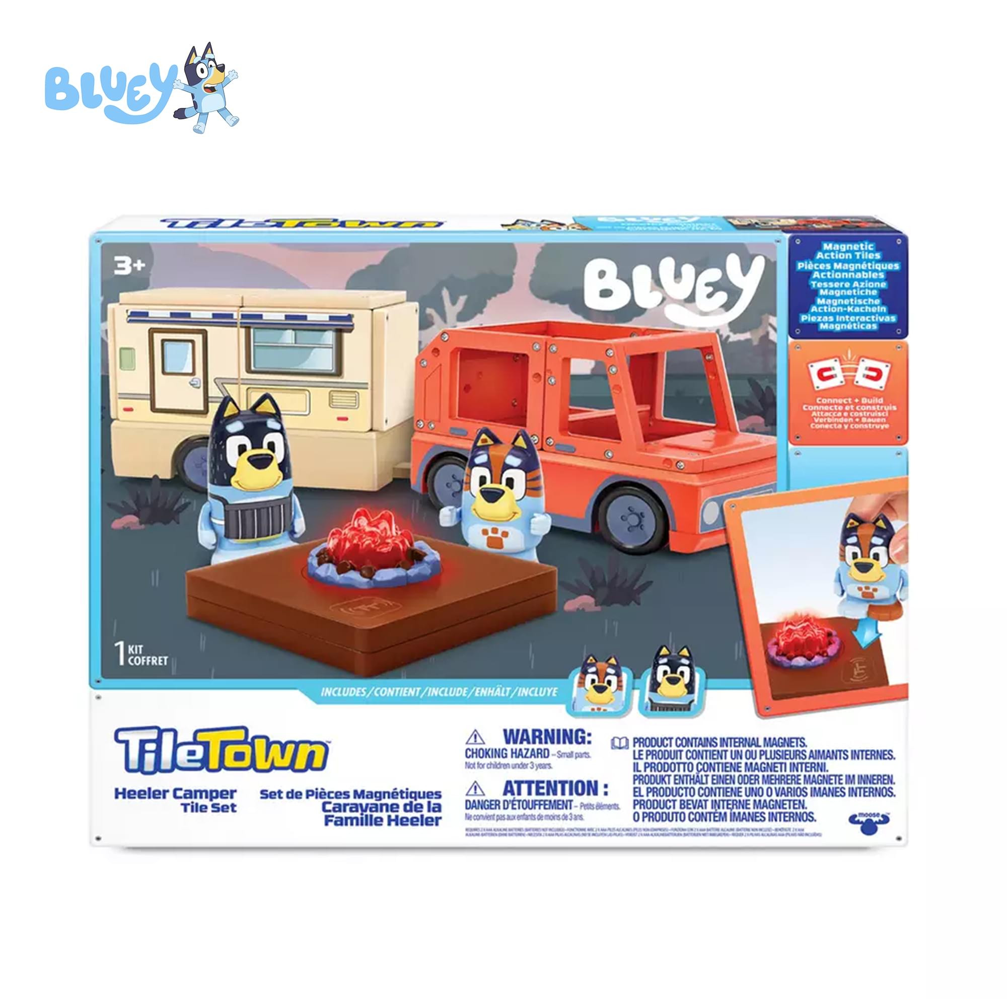 Bluey Heeler Camper Tile Town 13-Piece Magnetic Tile Playset