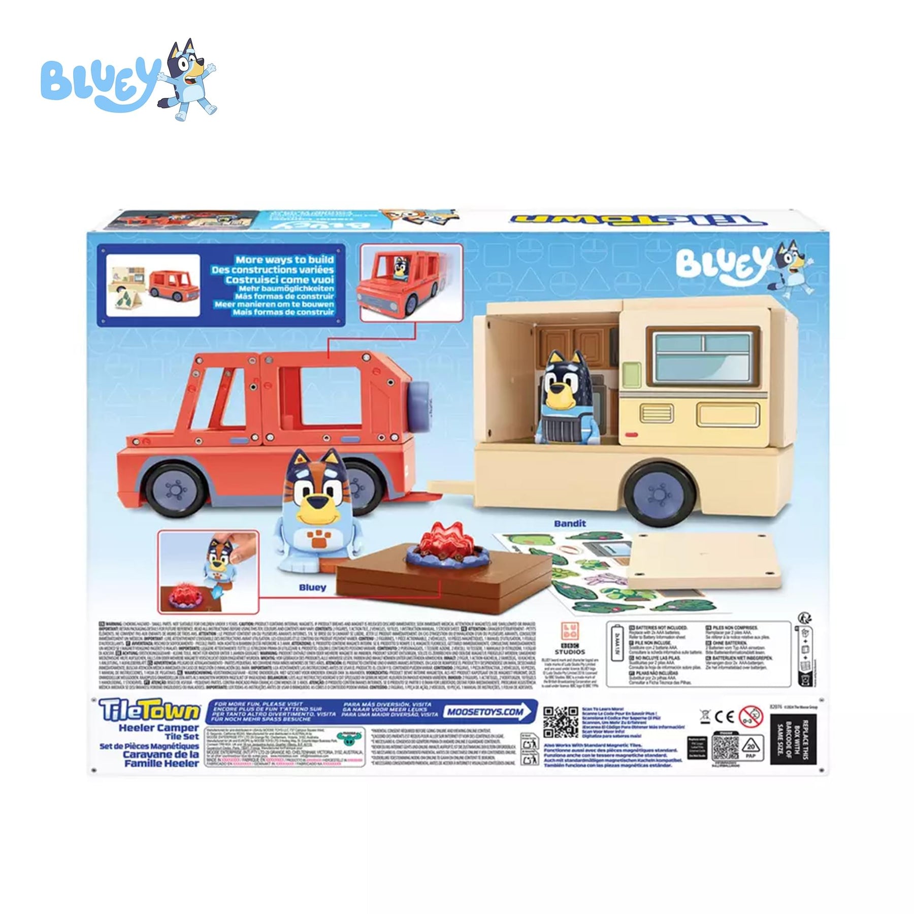 Bluey Heeler Camper Tile Town 13-Piece Magnetic Tile Playset