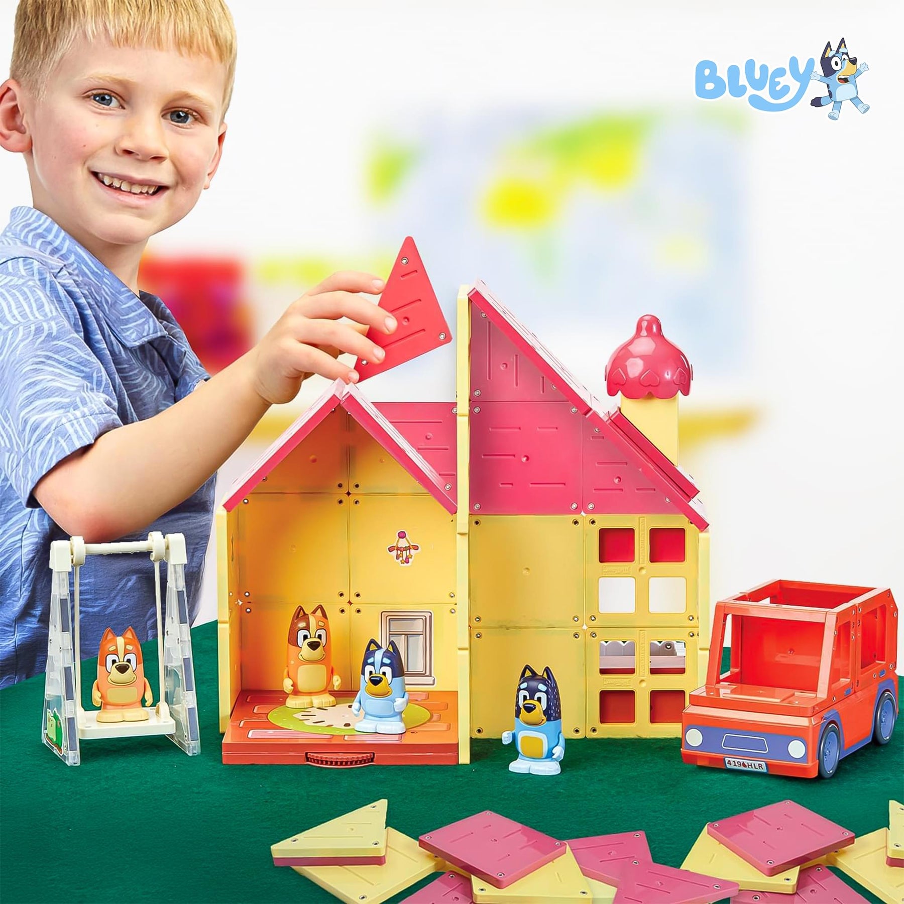 Bluey Heeler Family Home Tile Town 52-Piece Magnetic Tile Playset
