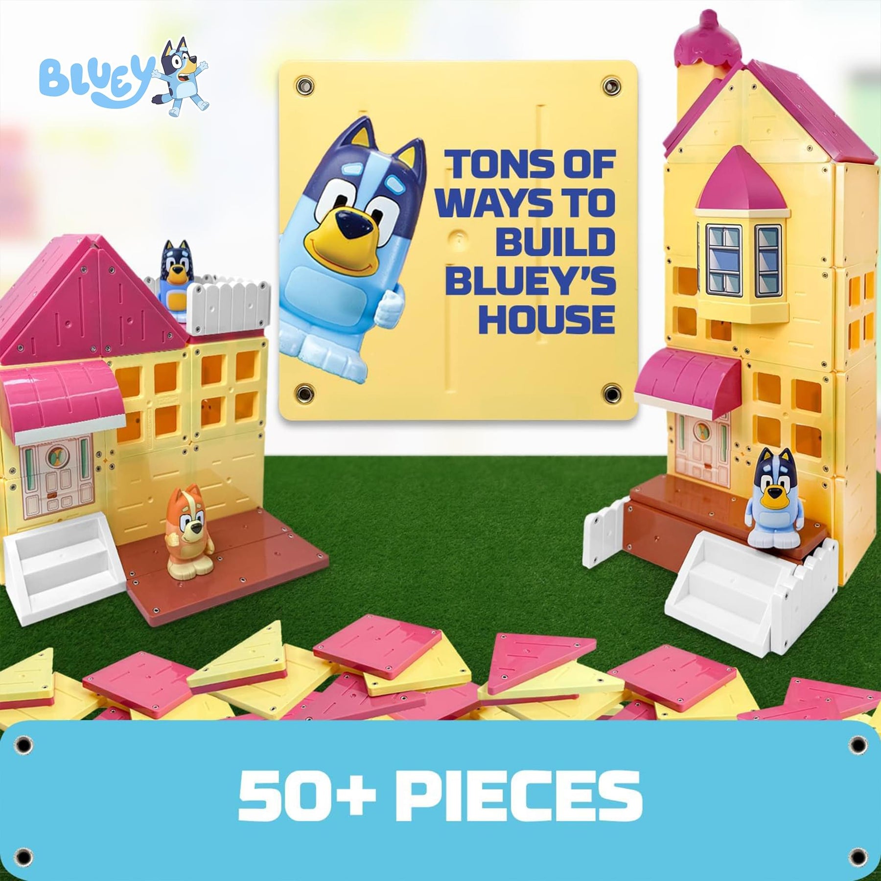 Bluey Heeler Family Home Tile Town 52-Piece Magnetic Tile Playset