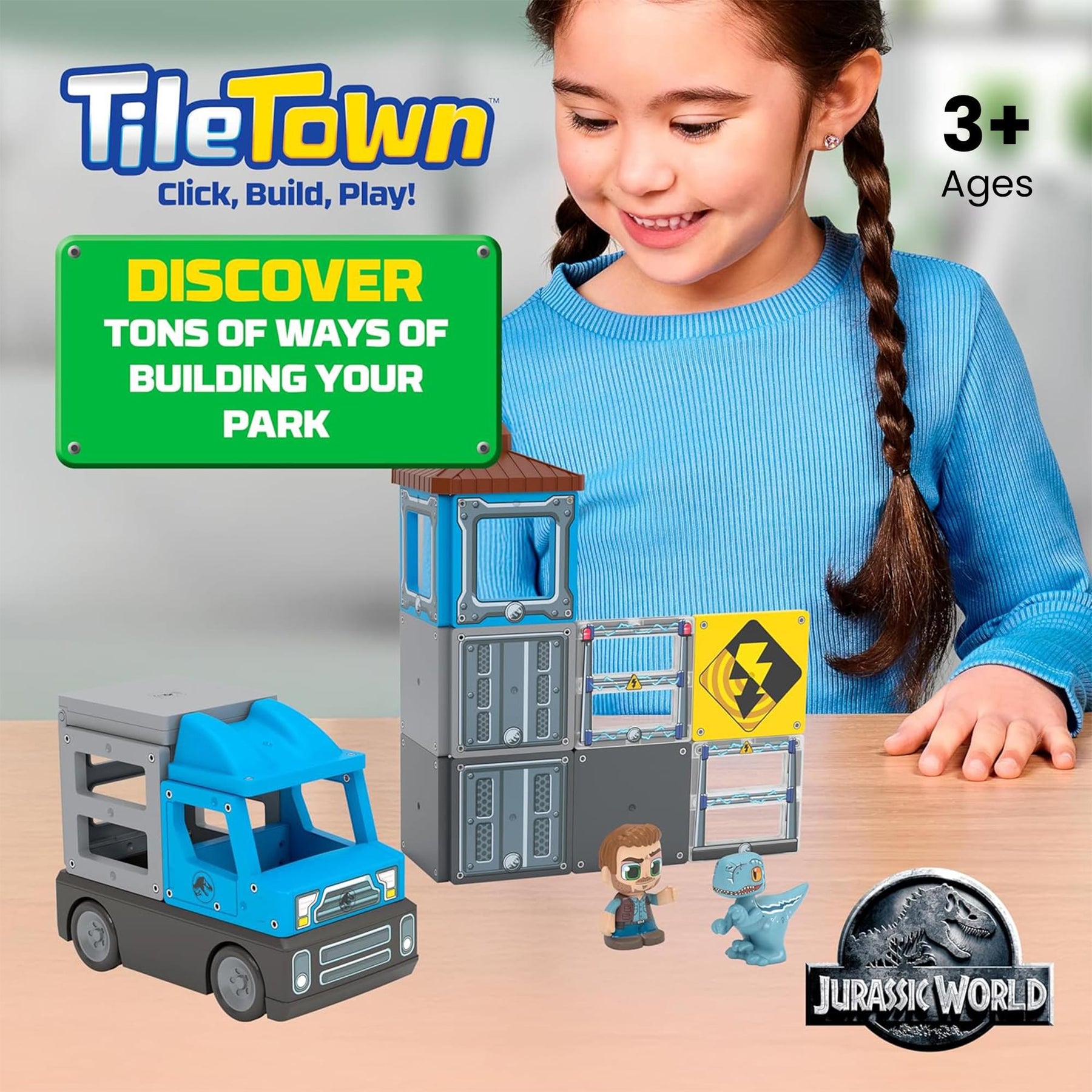 Jurassic World Dino Escape Tile Town 22-Piece Magnetic Tile Playset
