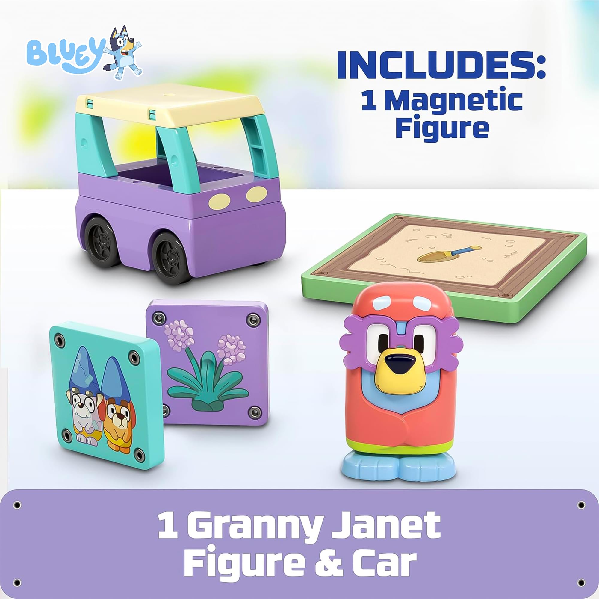 Bluey Granny Tile Town 6-Piece Magnetic Tile Booster Set