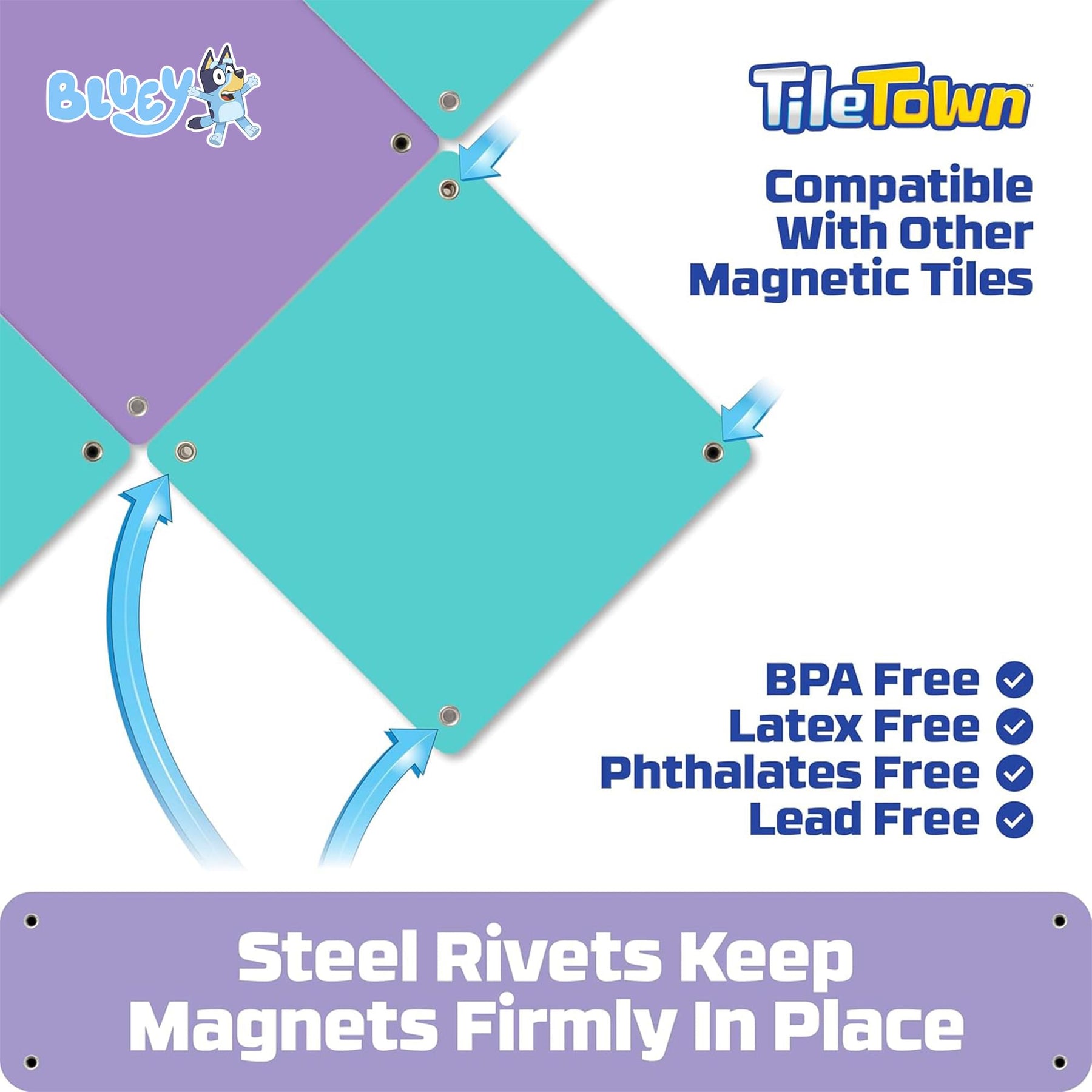 Bluey Granny Tile Town 6-Piece Magnetic Tile Booster Set