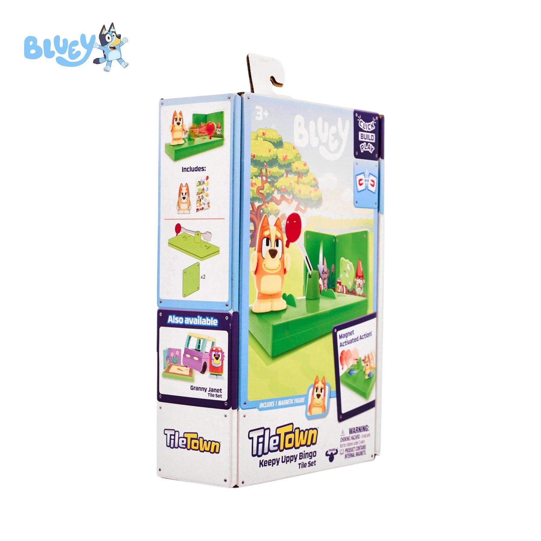 Bluey Bingo Tile Town 6-Piece Magnetic Tile Booster Set