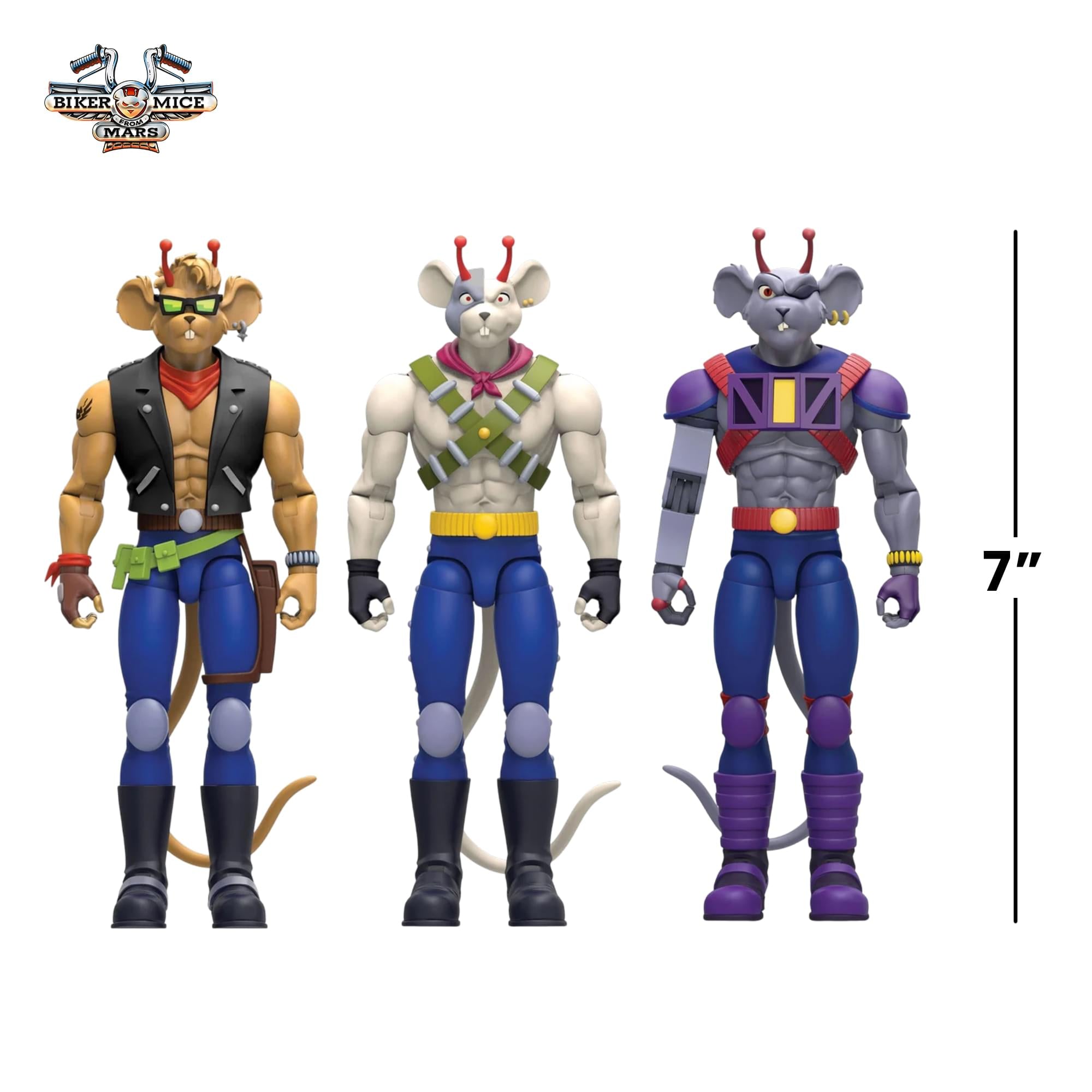 Biker Mice From Mars Action Figure Three-Pack | Throttle, Modo, & Vinnie