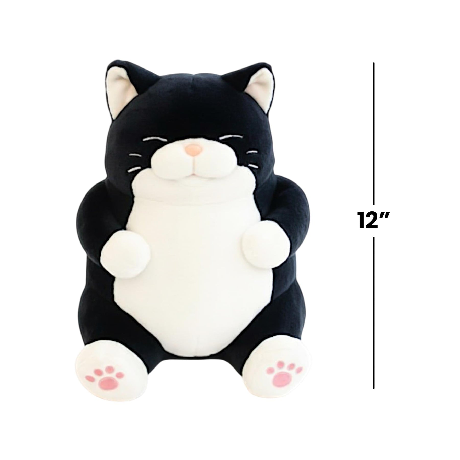 Chubby Meow 12 Inch Plush Pillow | Black