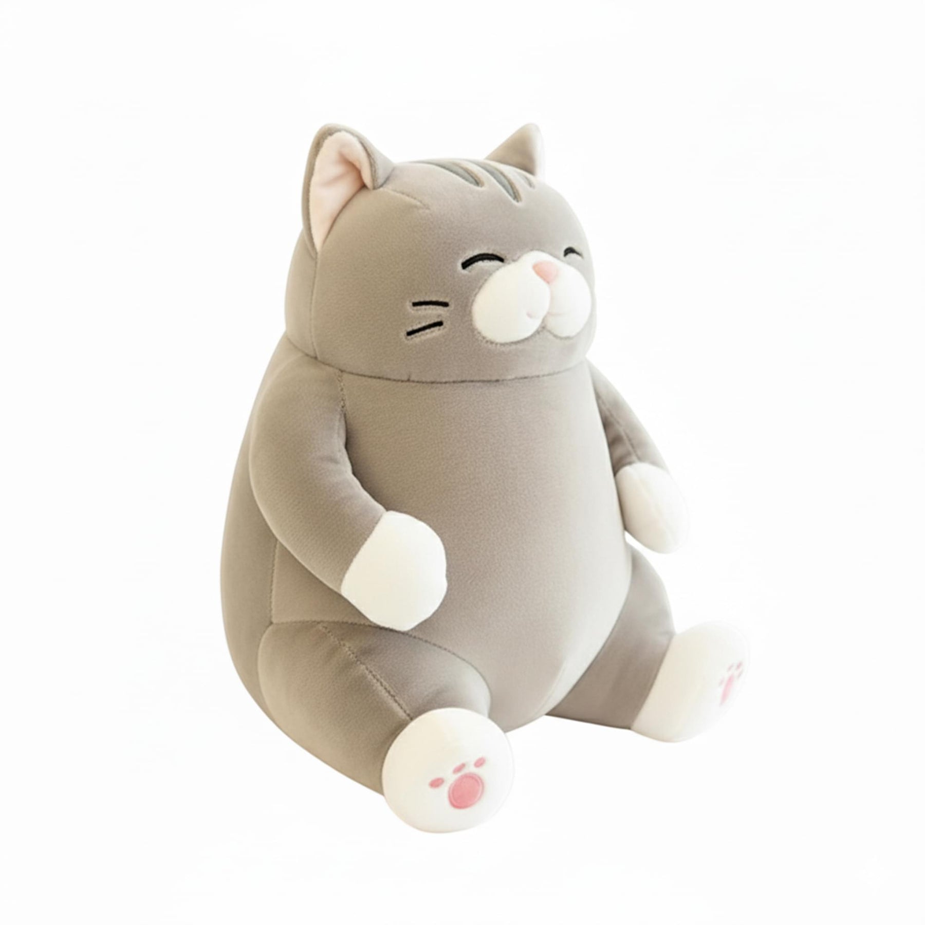Chubby Meow 12 Inch Plush Pillow | Gray