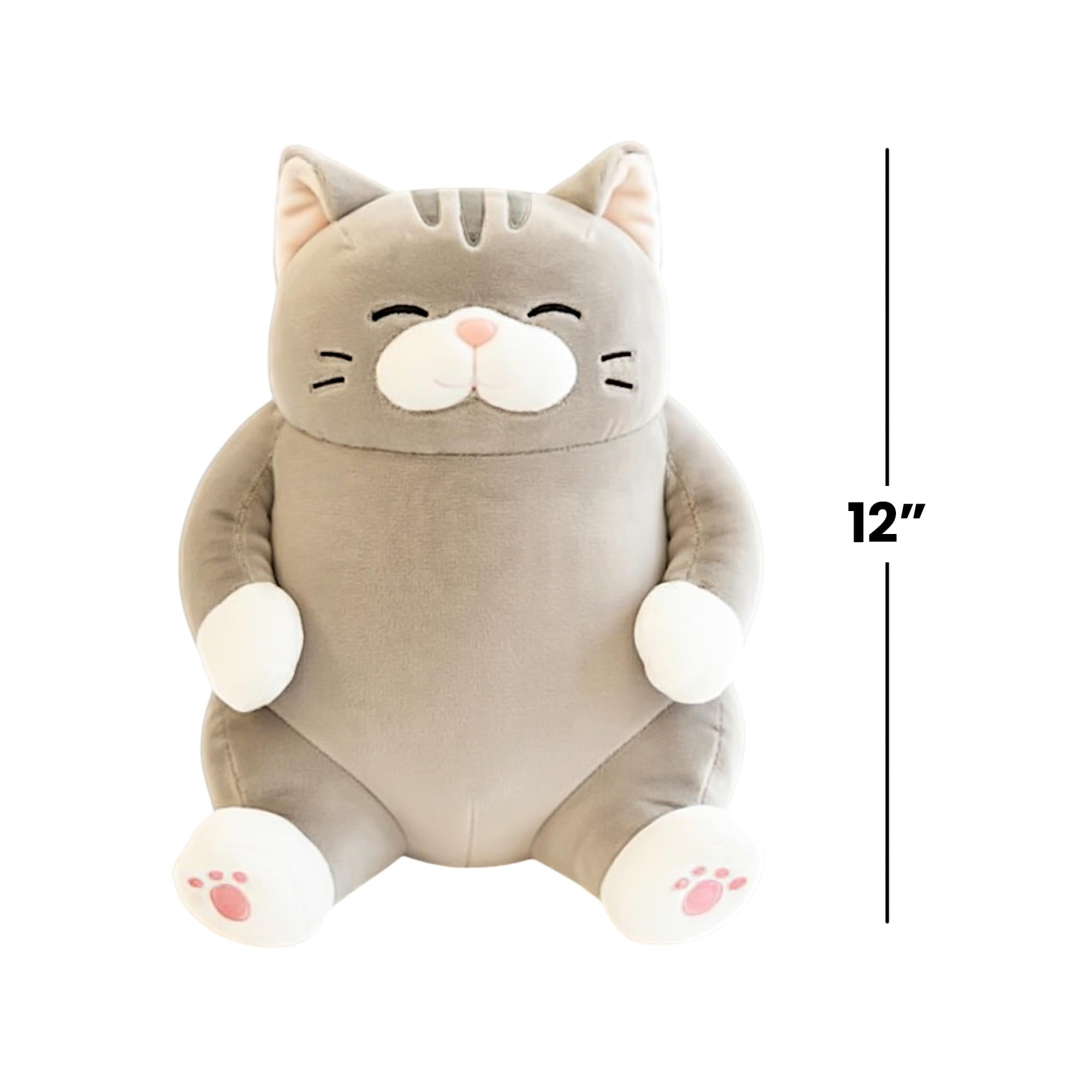 Chubby Meow 12 Inch Plush Pillow | Gray