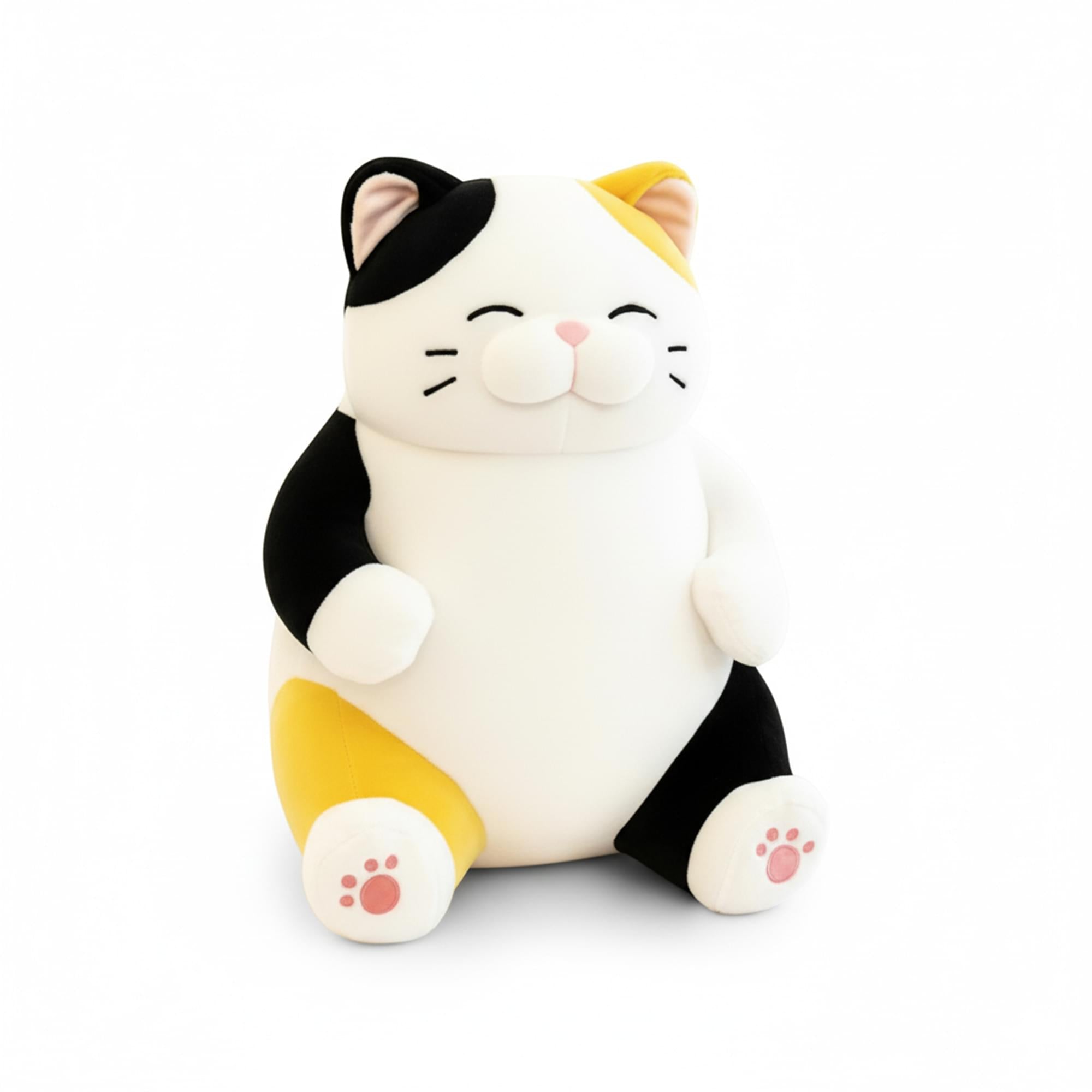 Chubby Meow 12 Inch Plush Pillow | White/Orange/Black
