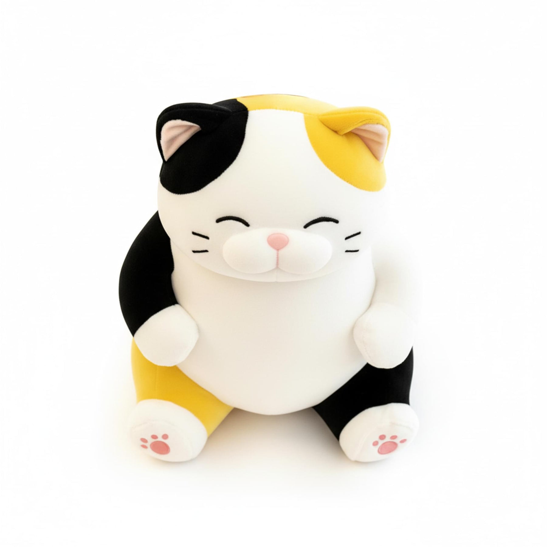 Chubby Meow 12 Inch Plush Pillow | White/Orange/Black