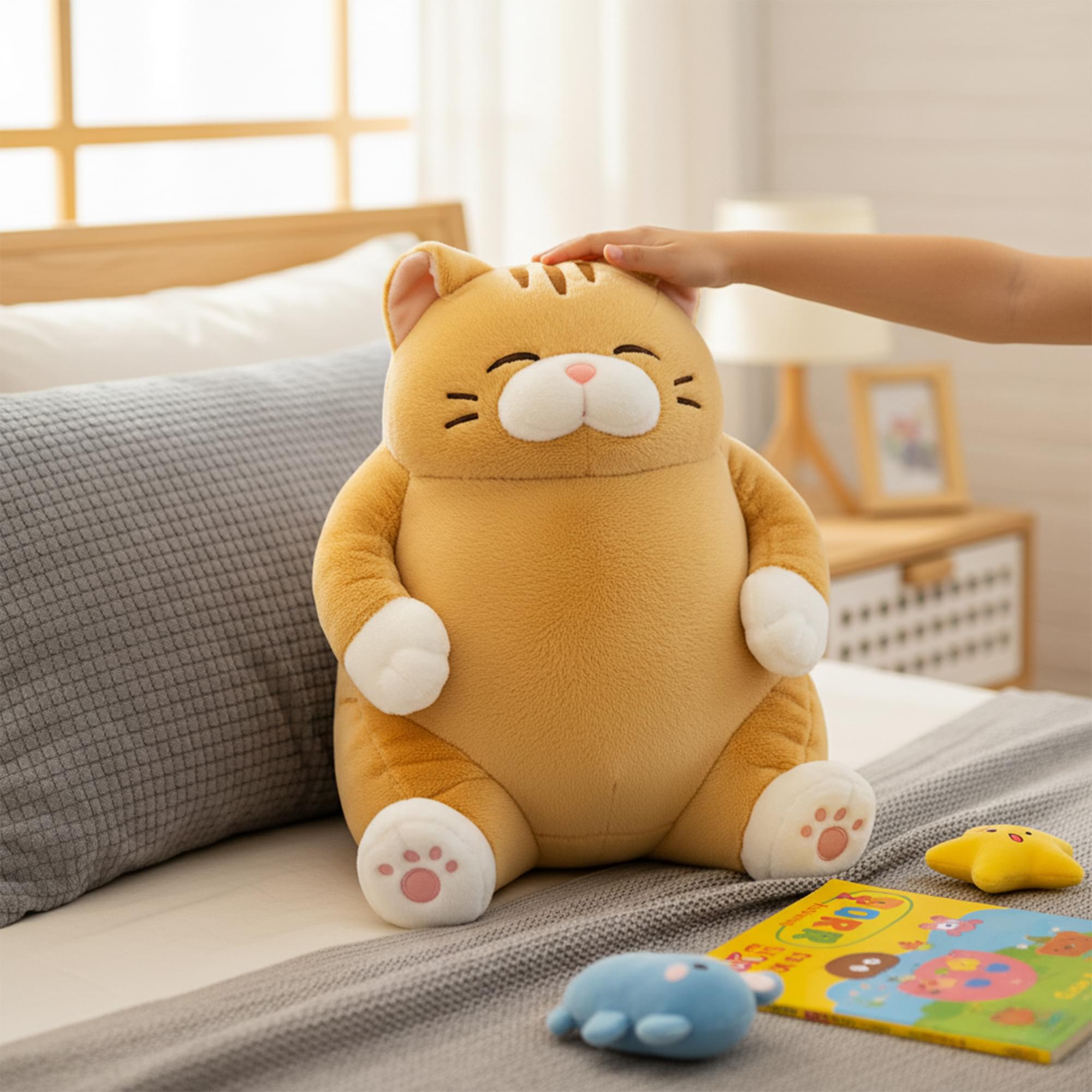 Chubby Meow 12 Inch Plush Pillow | Orange