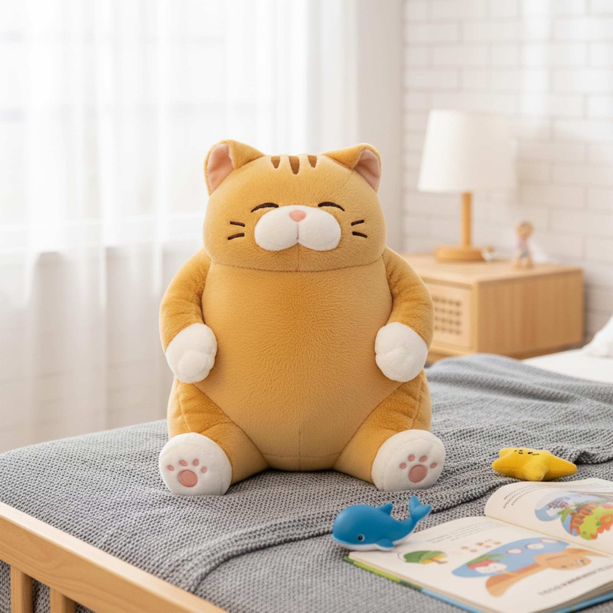 Chubby Meow 12 Inch Plush Pillow | Orange
