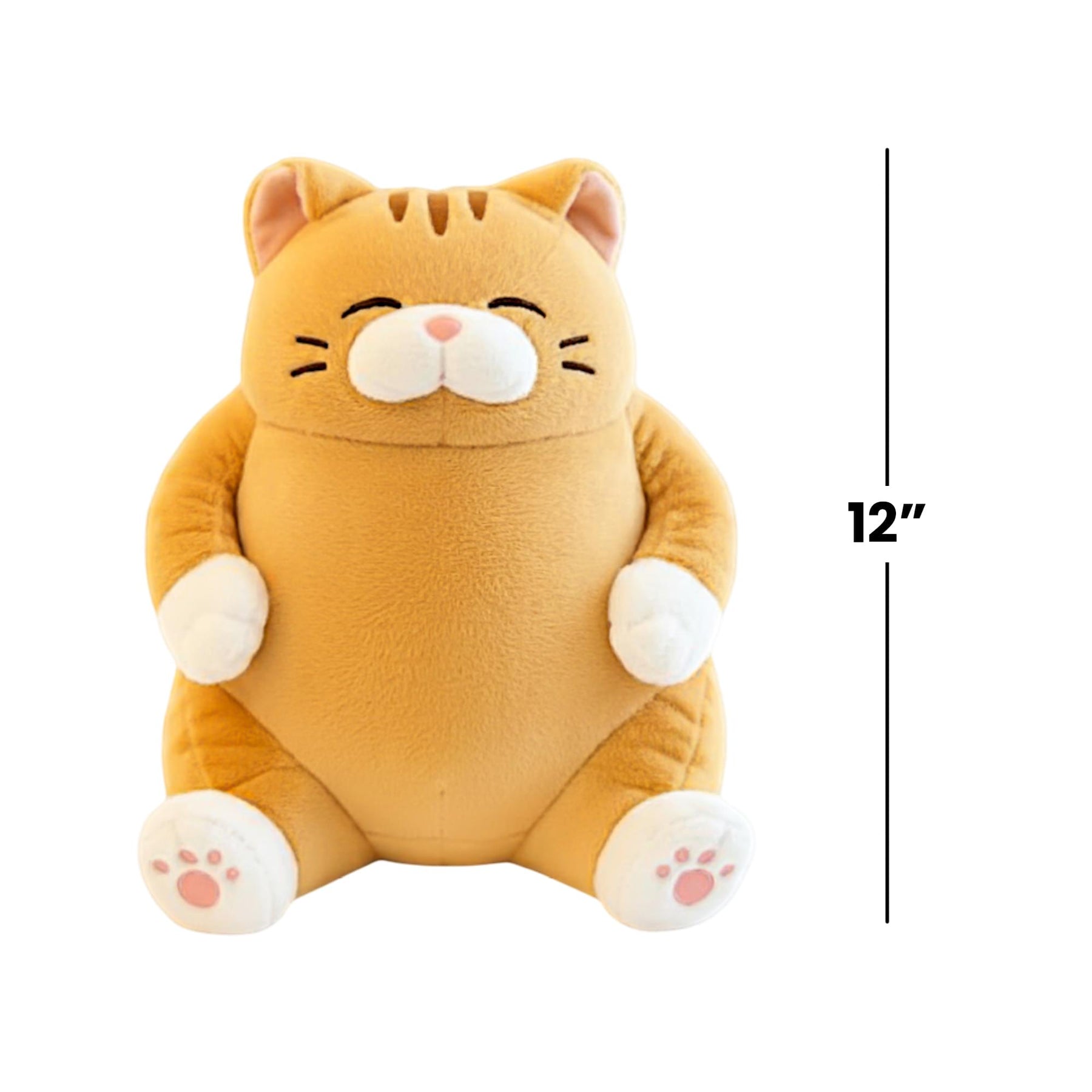 Chubby Meow 12 Inch Plush Pillow | Orange