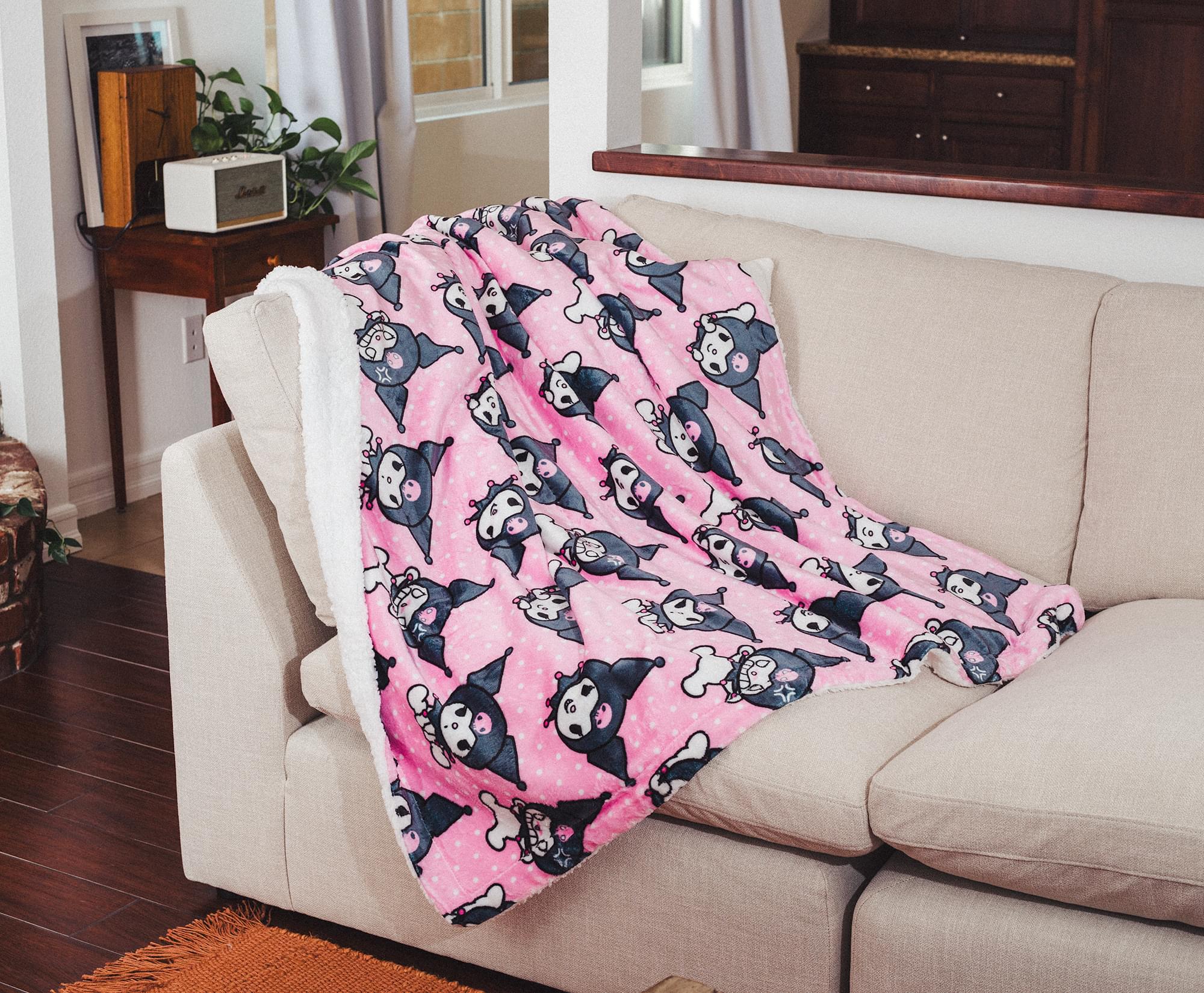 Sanrio Kuromi Silk-Touch Sherpa Throw Blanket | 50 x 60 Inches