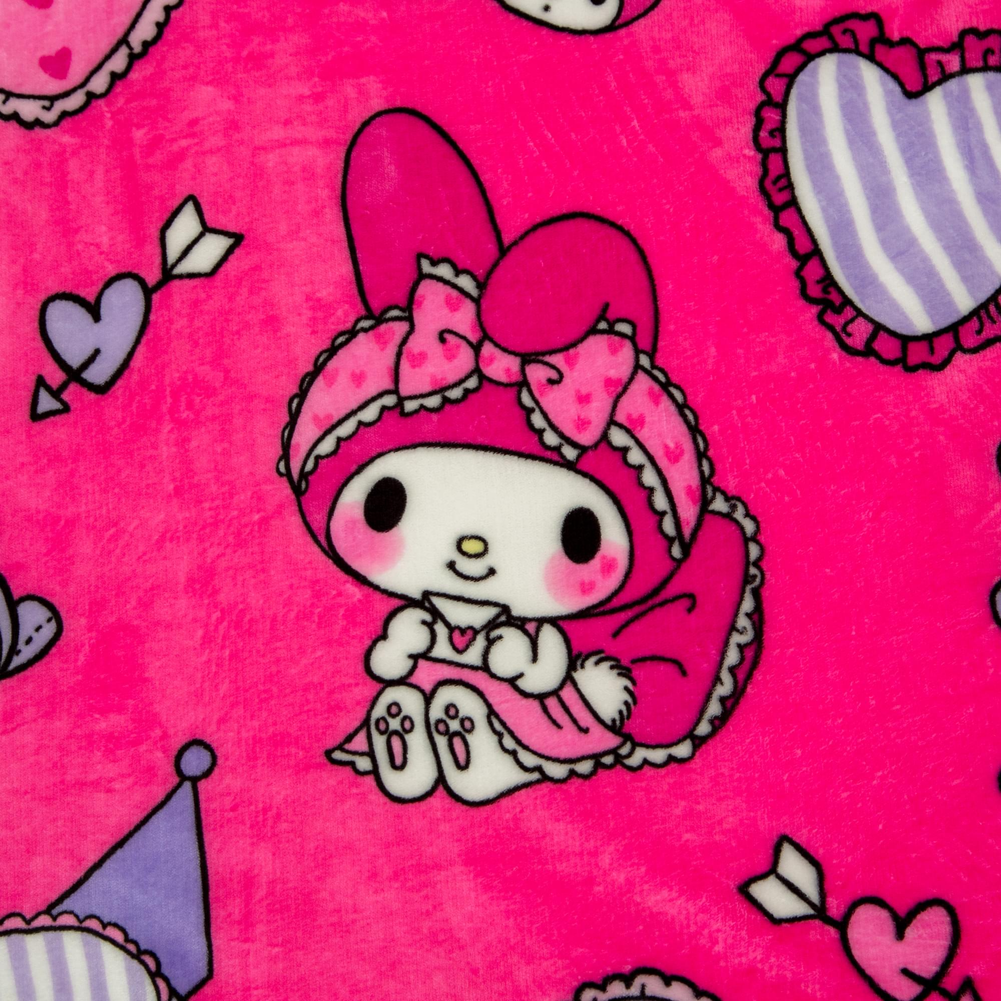 Sanrio My Melody and Kuromi Pillow Fight Sherpa Throw Blanket | 50 x 60 Inches