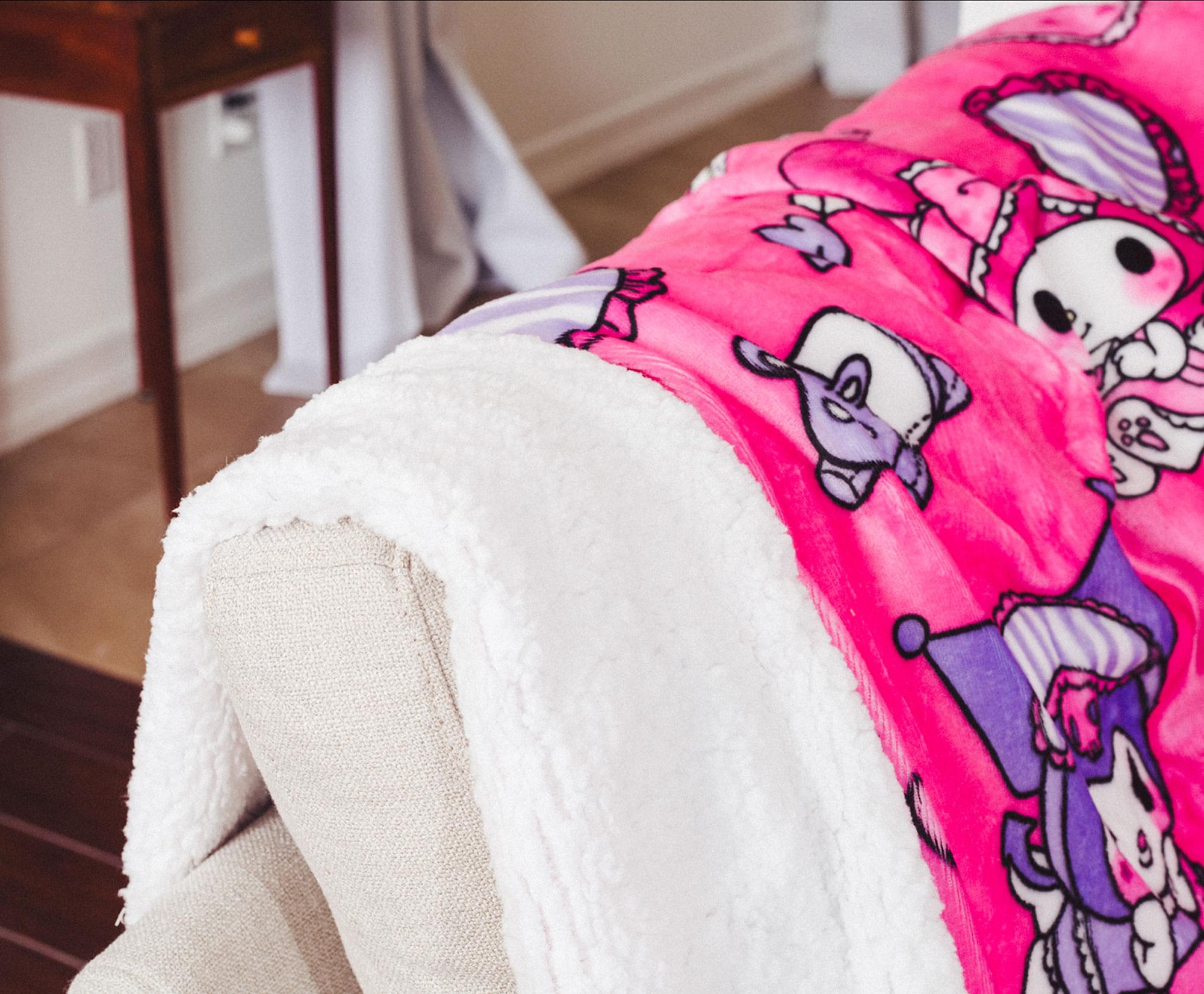 Sanrio My Melody and Kuromi Pillow Fight Sherpa Throw Blanket | 50 x 60 Inches