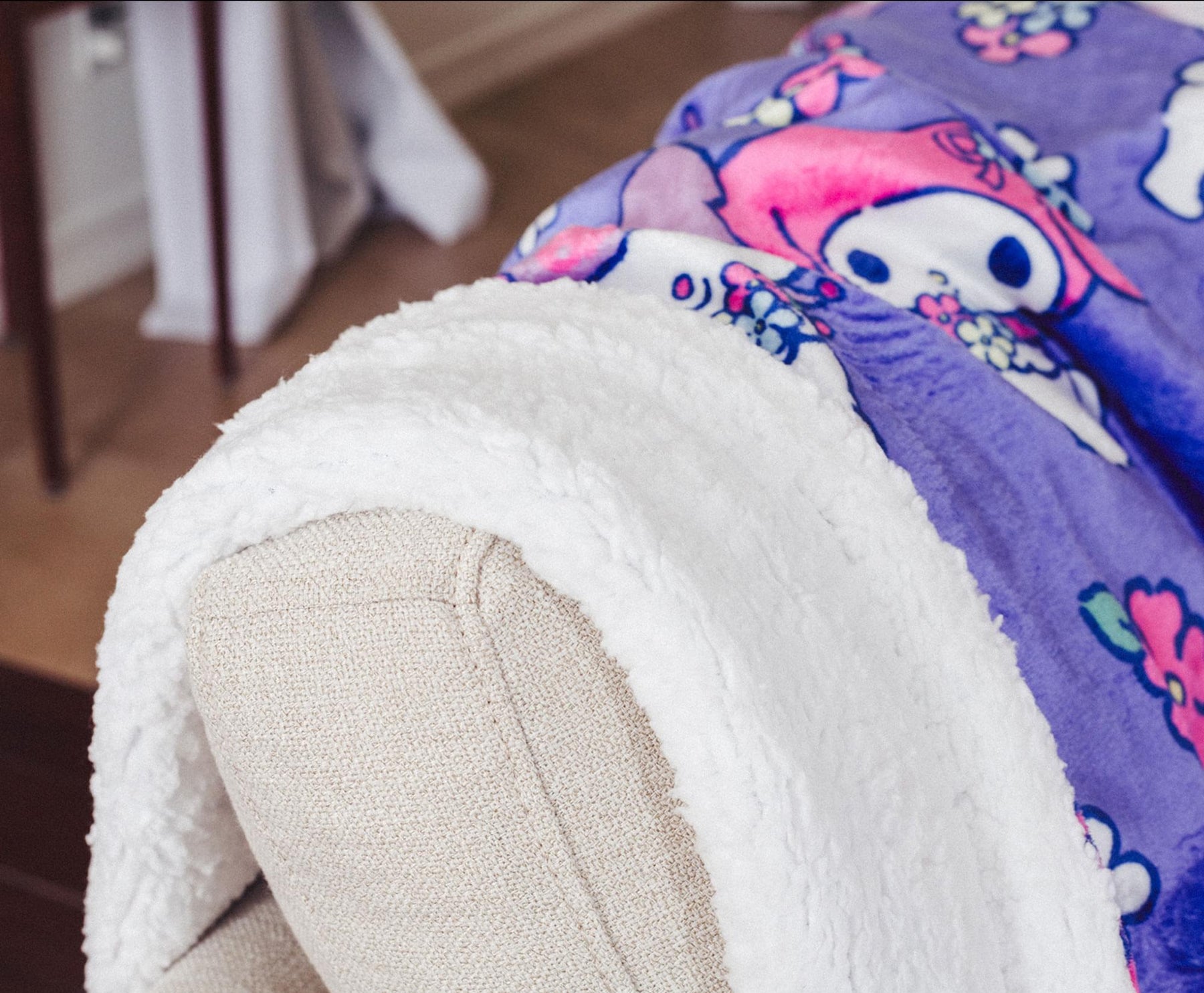 Sanrio My Melody and Kuromi Flower Baskets Sherpa Throw Blanket | 50 x 60 Inches