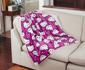 Sanrio Hello Kitty Whiskers and Bows Sherpa Throw Blanket | 50 x 60 Inches