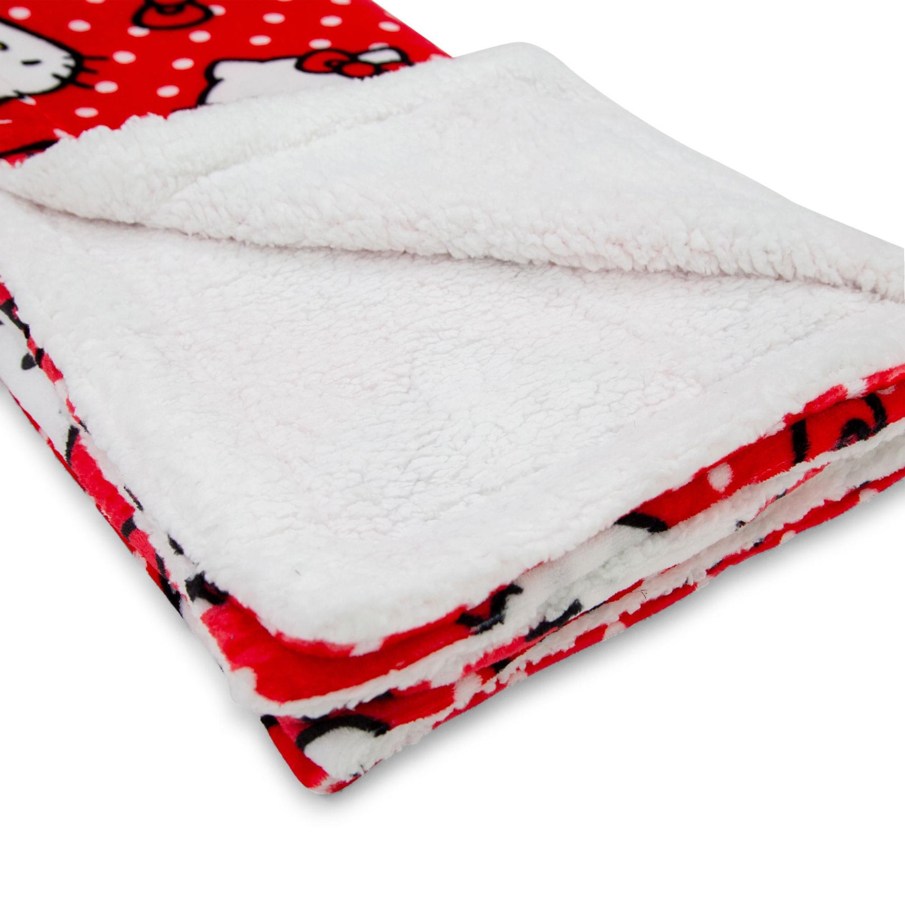 Sanrio Hello Kitty Red Polka Dots Sherpa Throw Blanket | 50 x 60 Inches