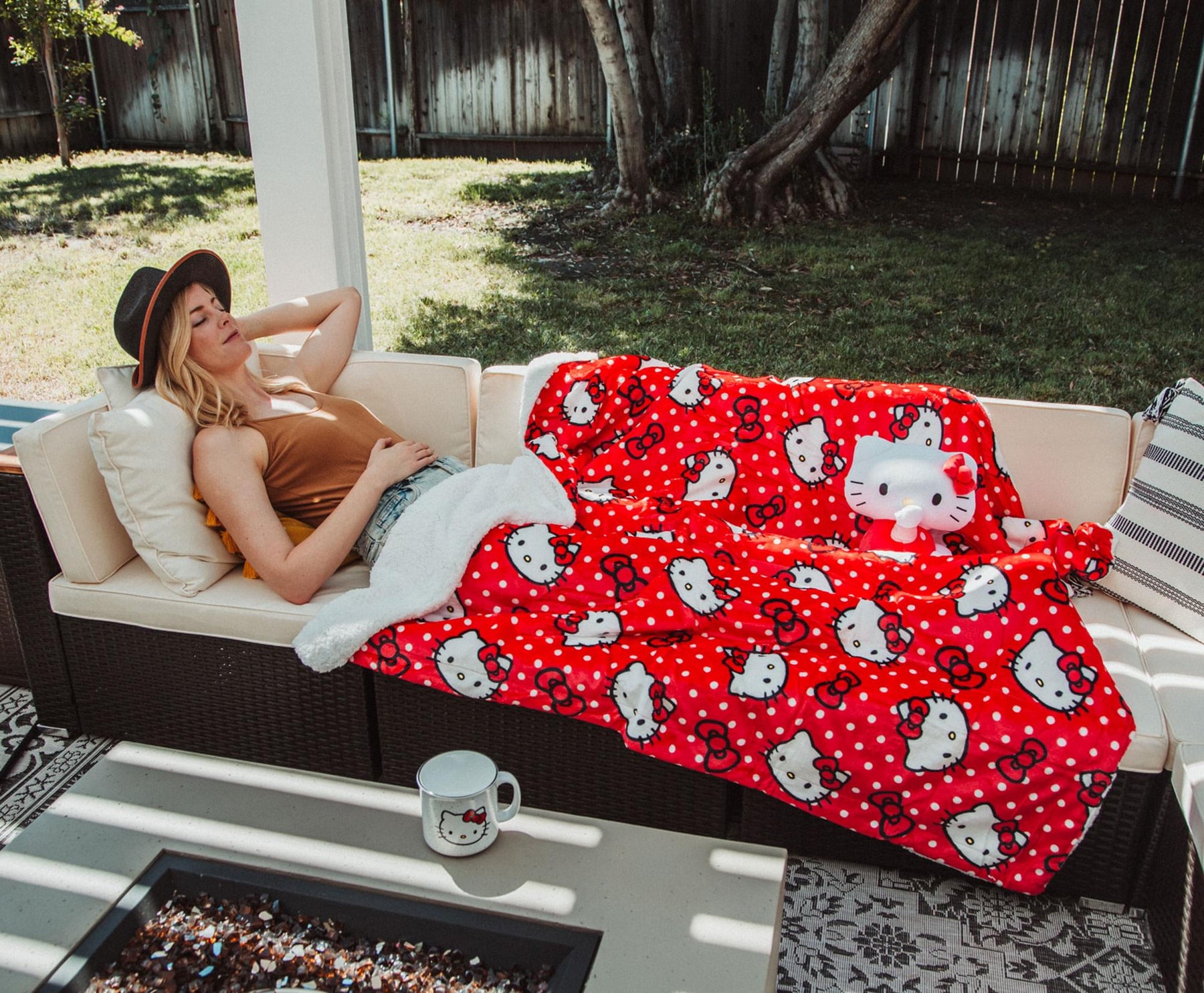 Sanrio Hello Kitty Red Polka Dots Sherpa Throw Blanket | 50 x 60 Inches