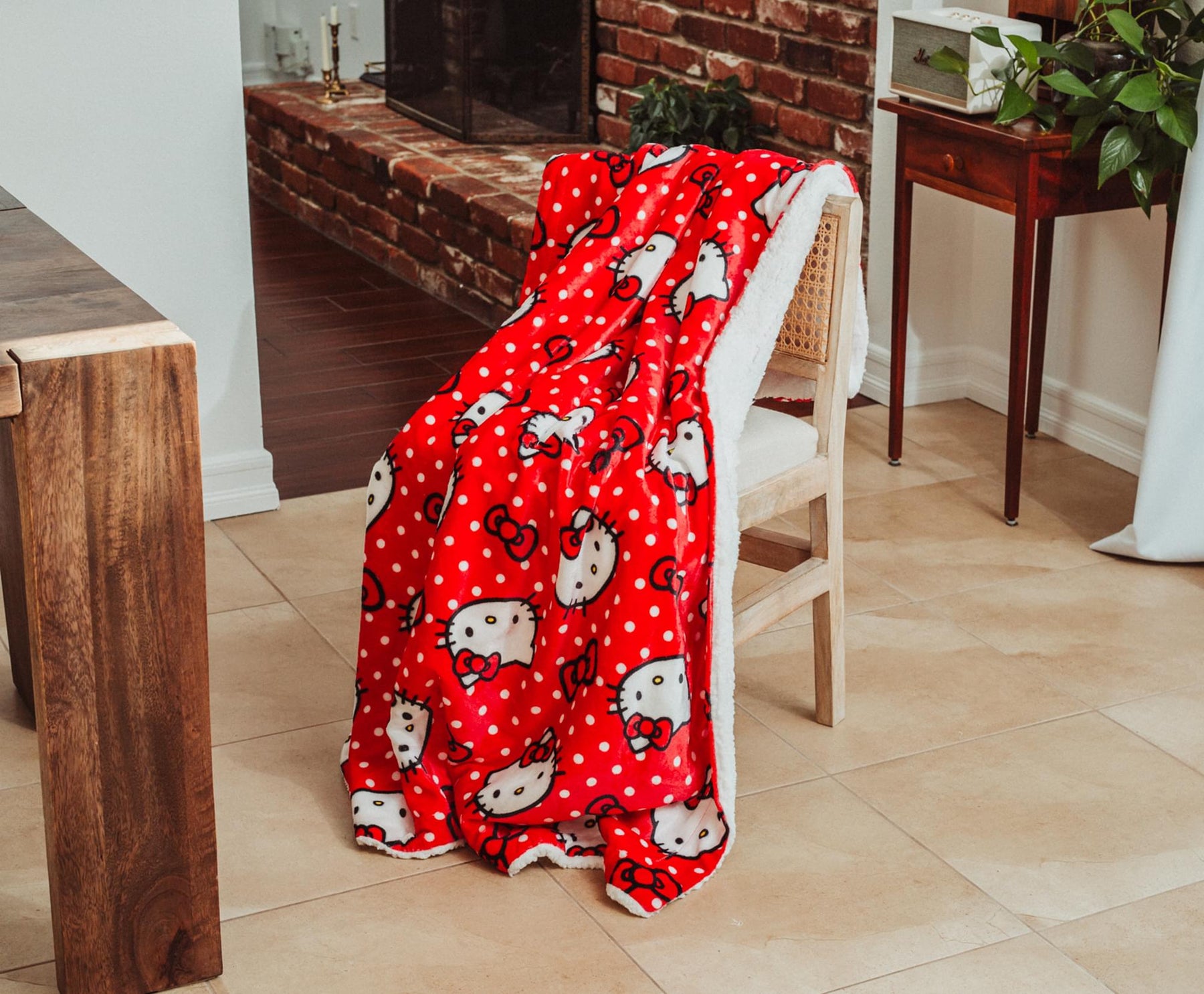 Sanrio Hello Kitty Red Polka Dots Sherpa Throw Blanket | 50 x 60 Inches